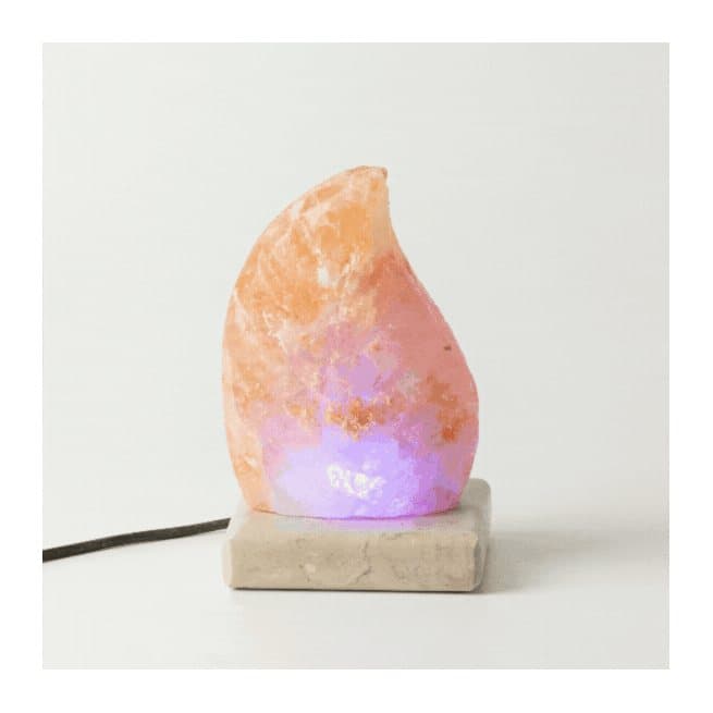 Multicolour leaf shaped Himalayan salt lamp with USB connector