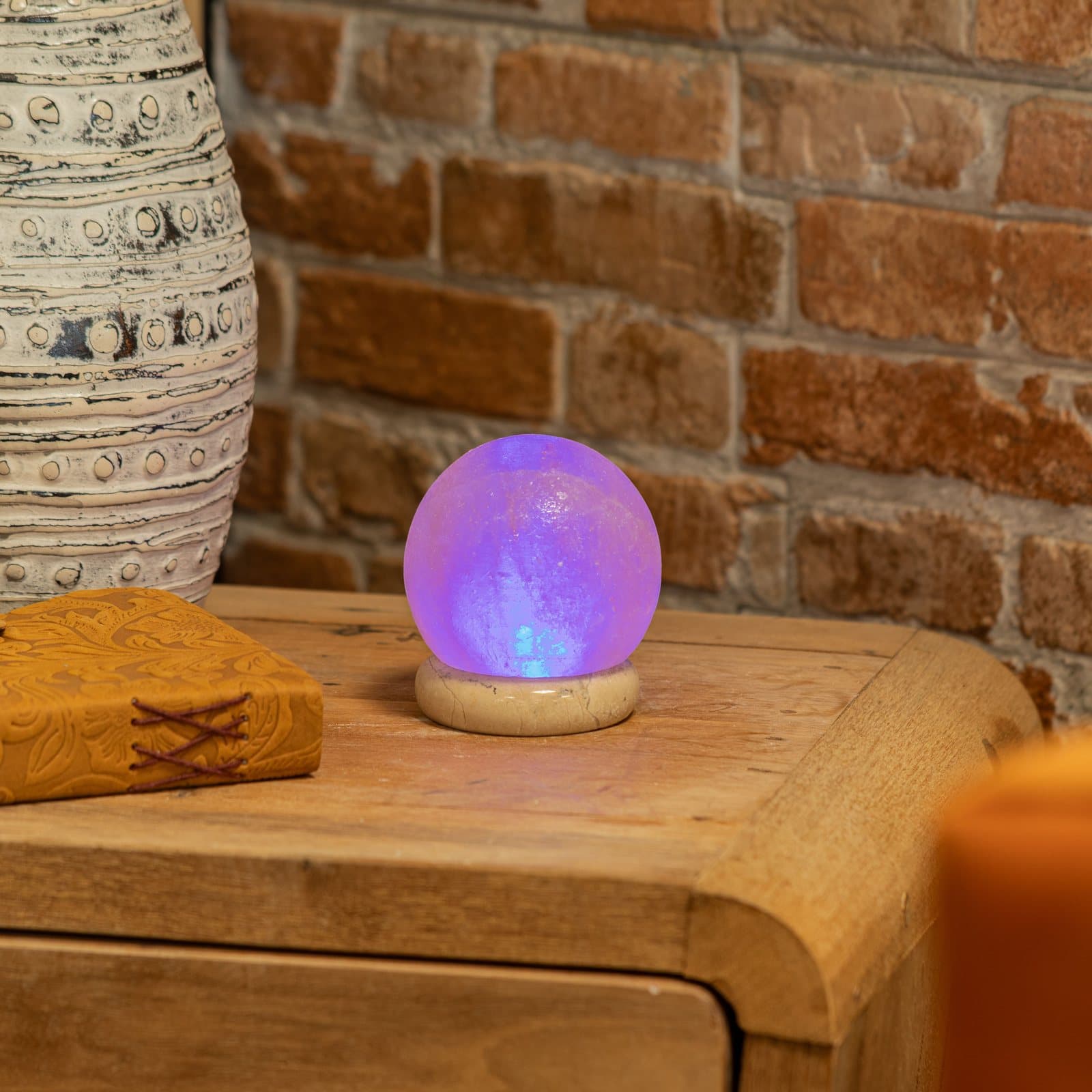 Himalayan salt lamp with a USB connector