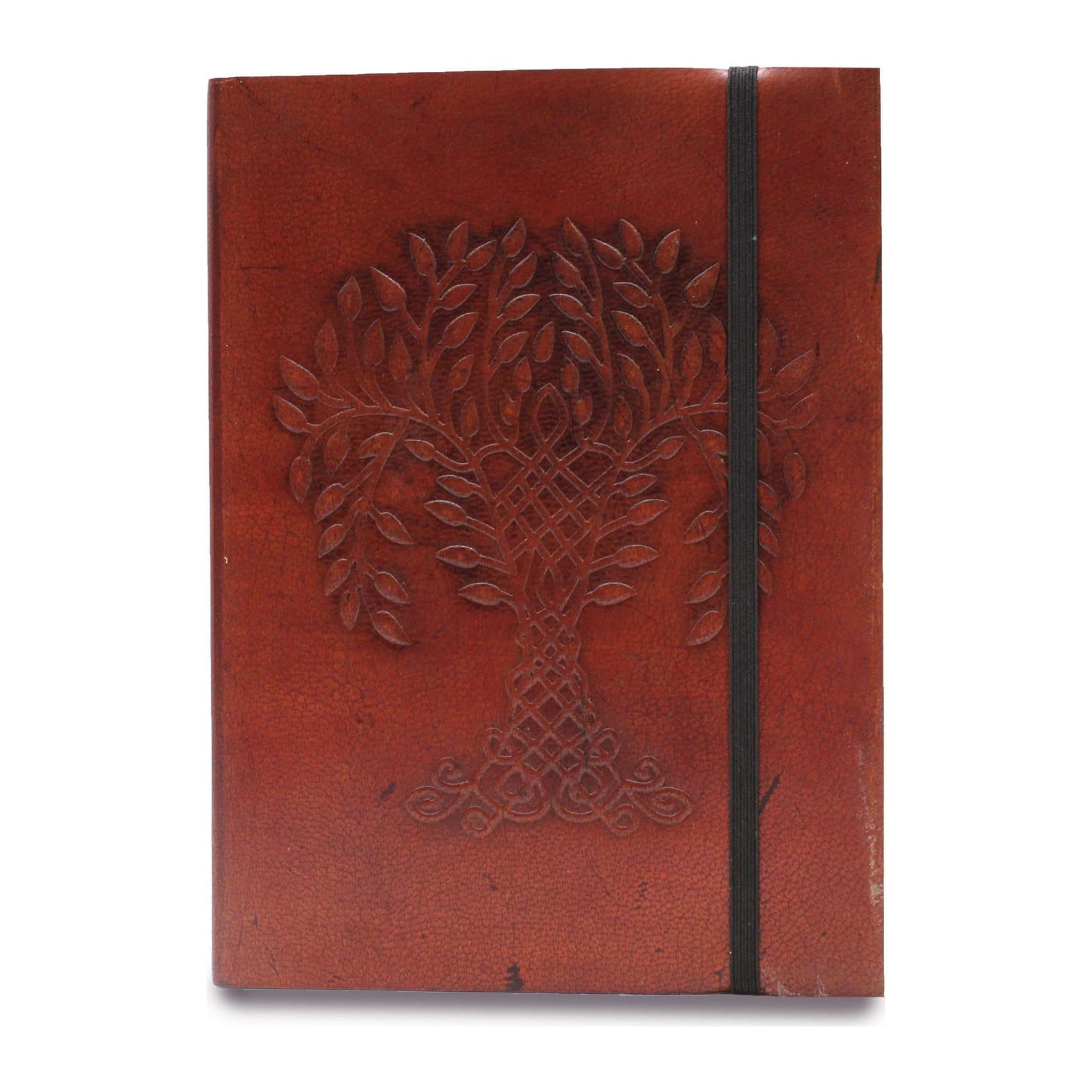 Leather notebook with a tree of life design