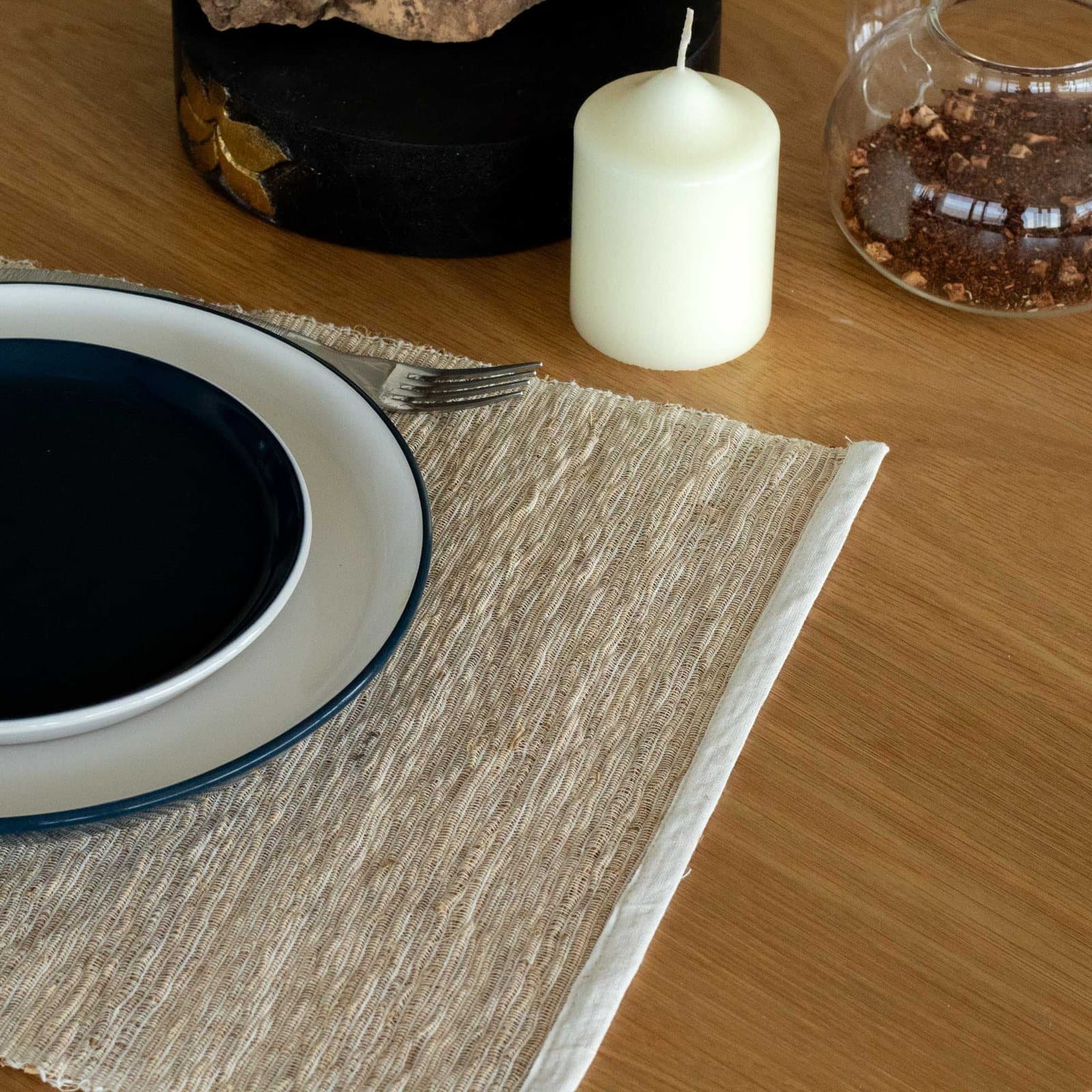 Natural vetiver roots placemat in earthy tones