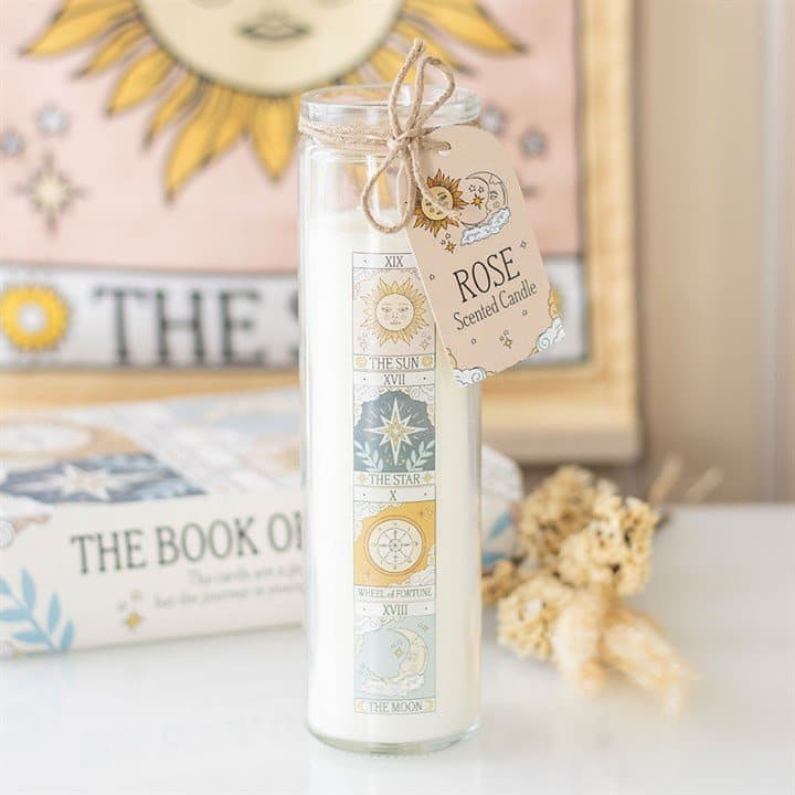 Vintage tarot rose tube candle
