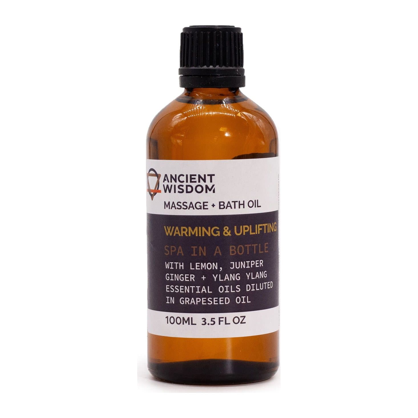 Bottle of Warm & Uplifting massage oil, 100 ml