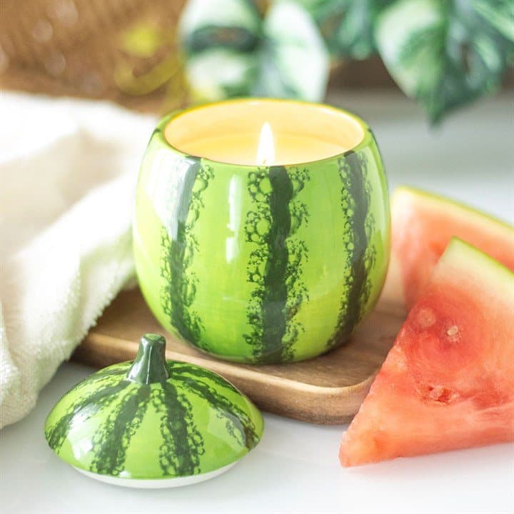 Ceramic watermelon-shaped candle jar