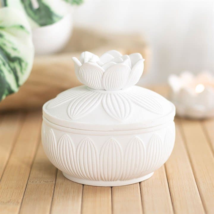 White lotus flower trinket box