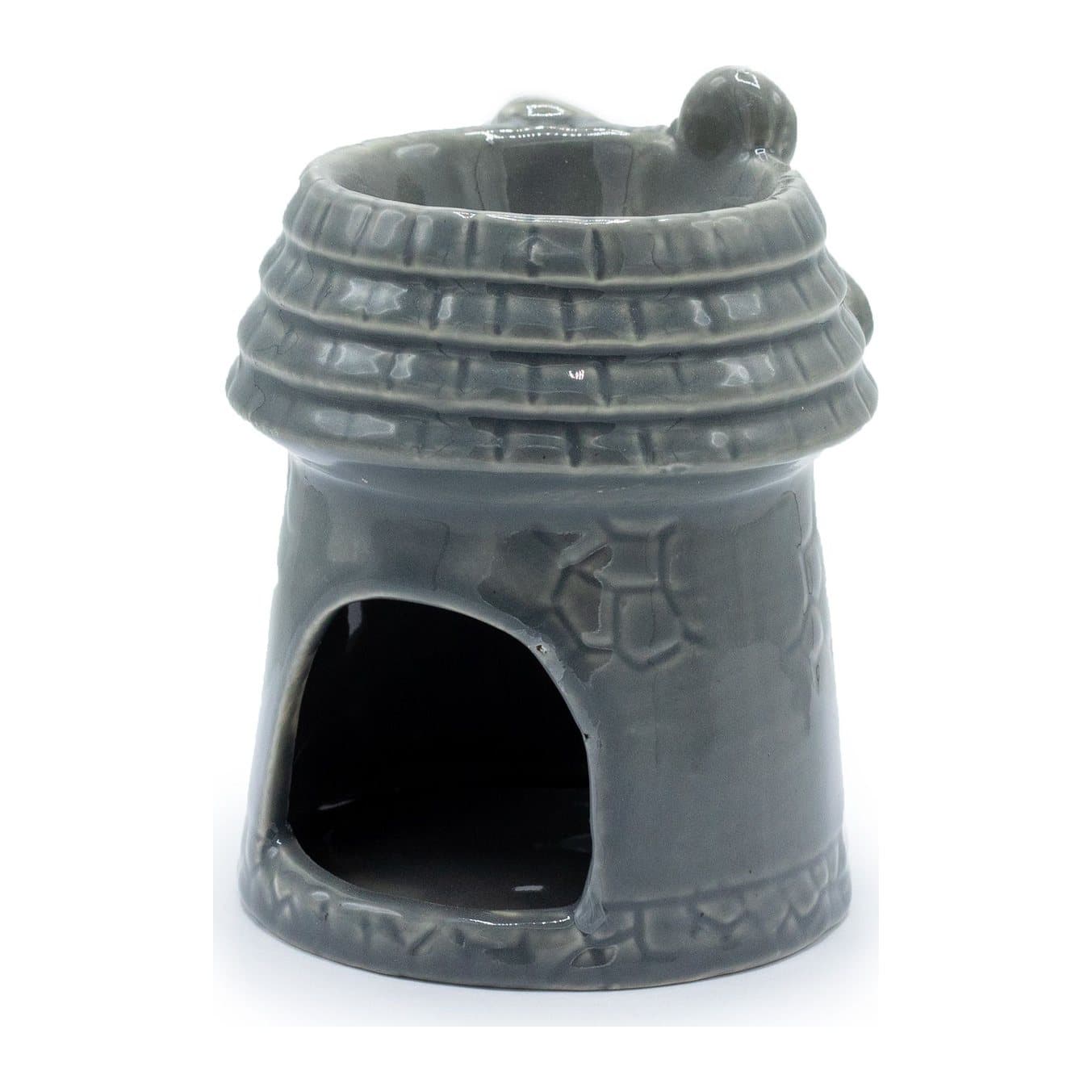 Grey ceramic oil burner with a windmill design