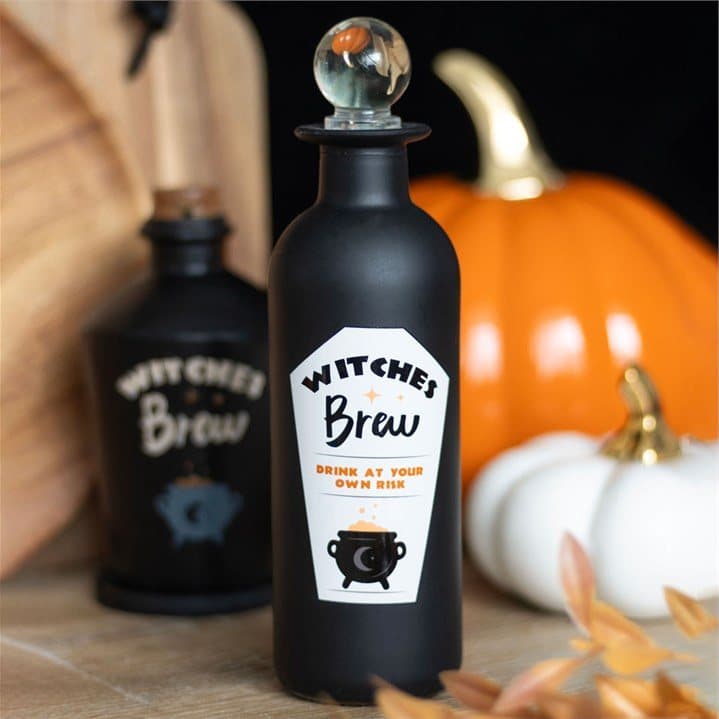 Witches Brew glass potion bottle