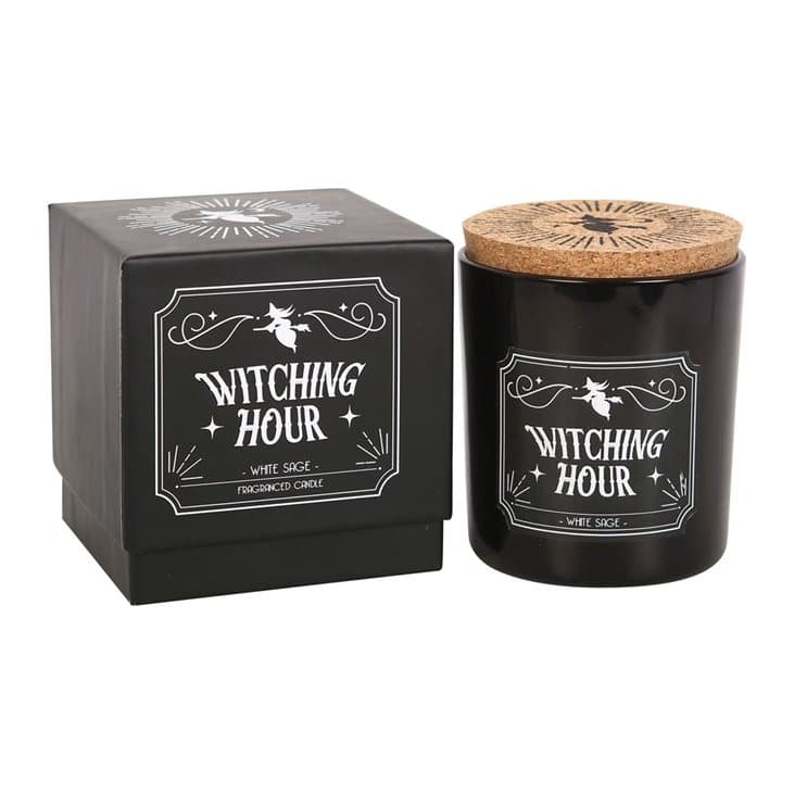Witching Hour white sage candle in a glass jar