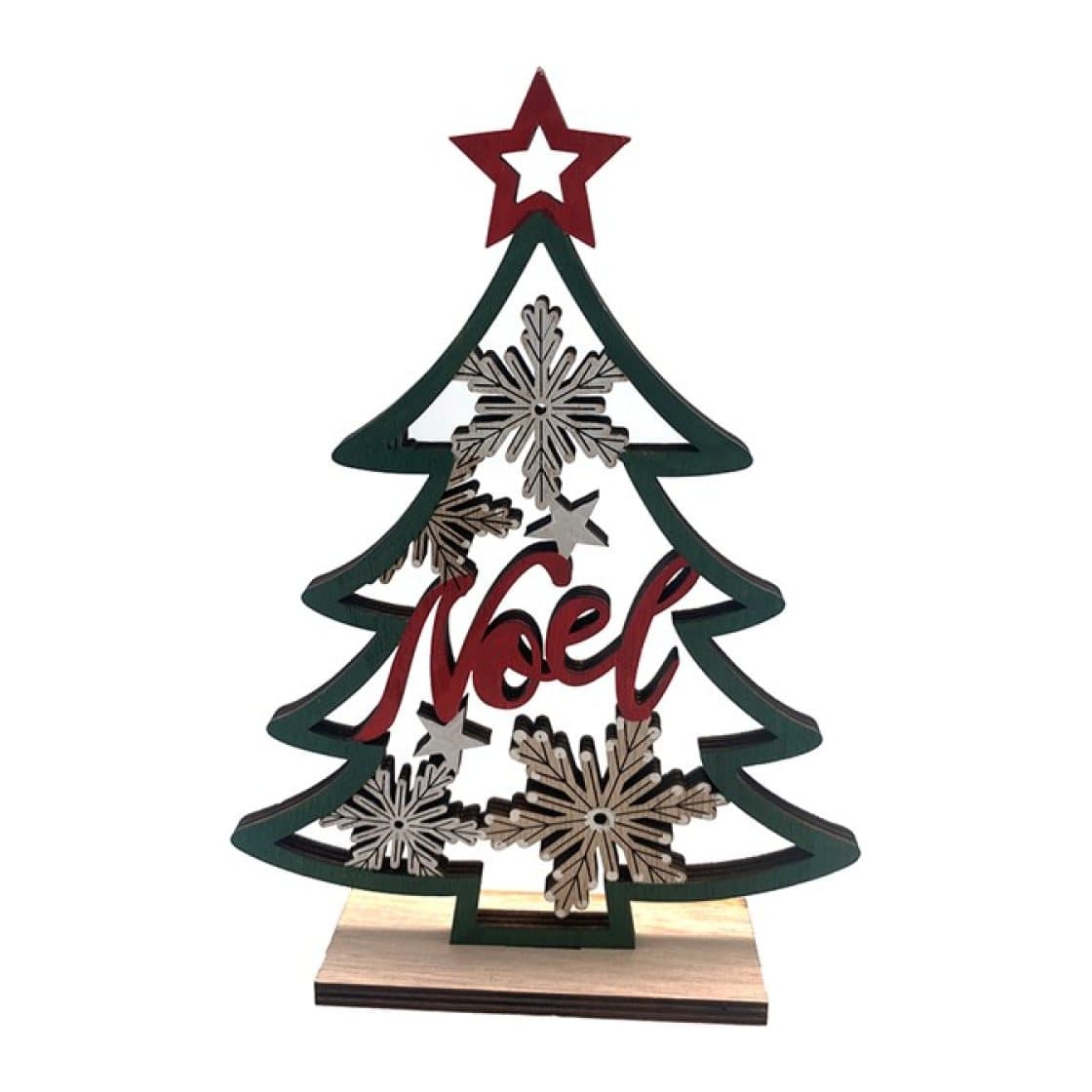 Wooden Christmas tree ornament with Noel lettering