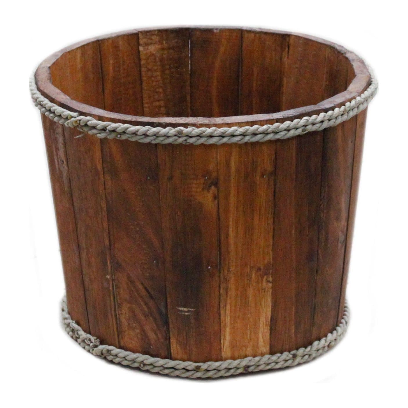 Brown wooden storage tub in Albasia wood