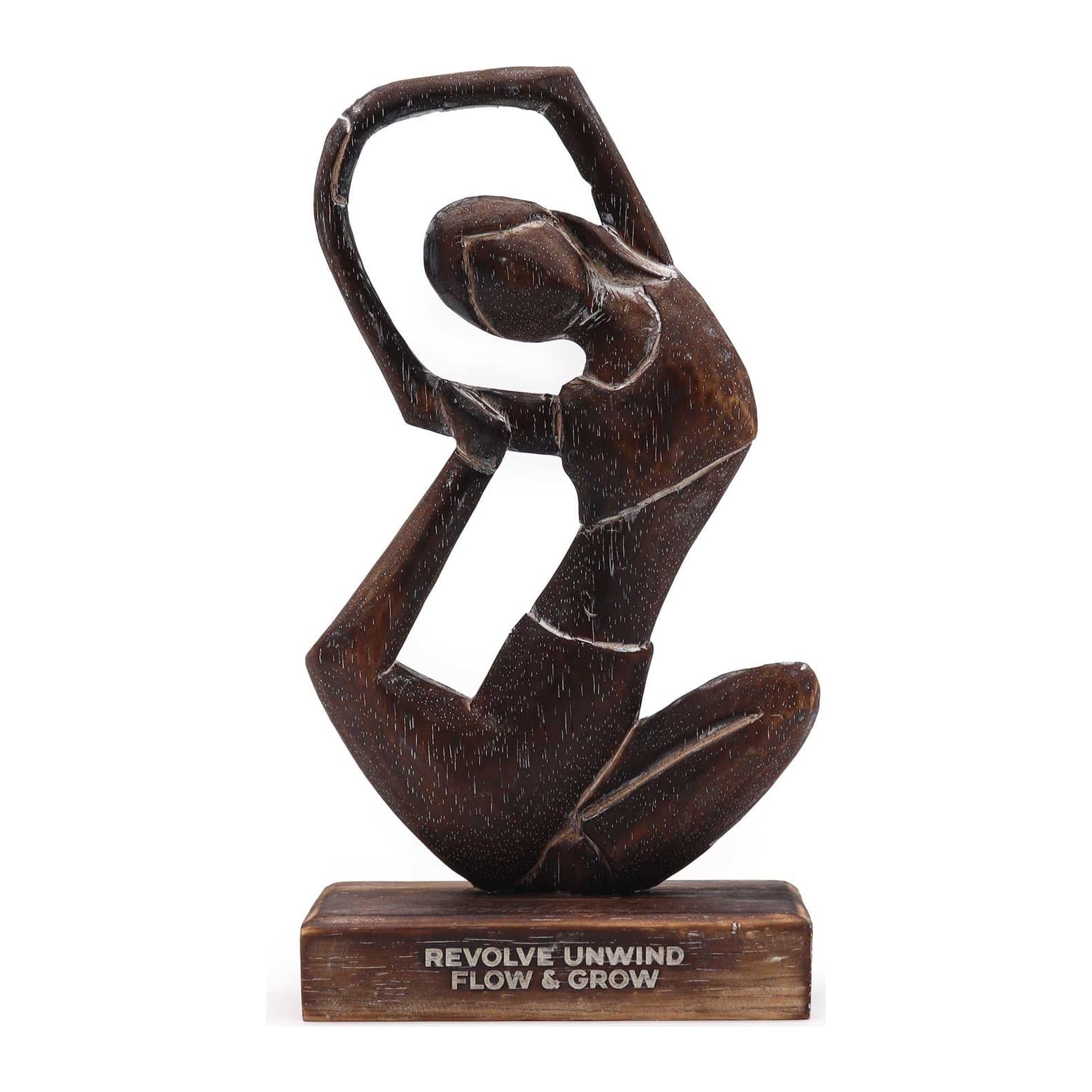 Carved wooden yoga lady