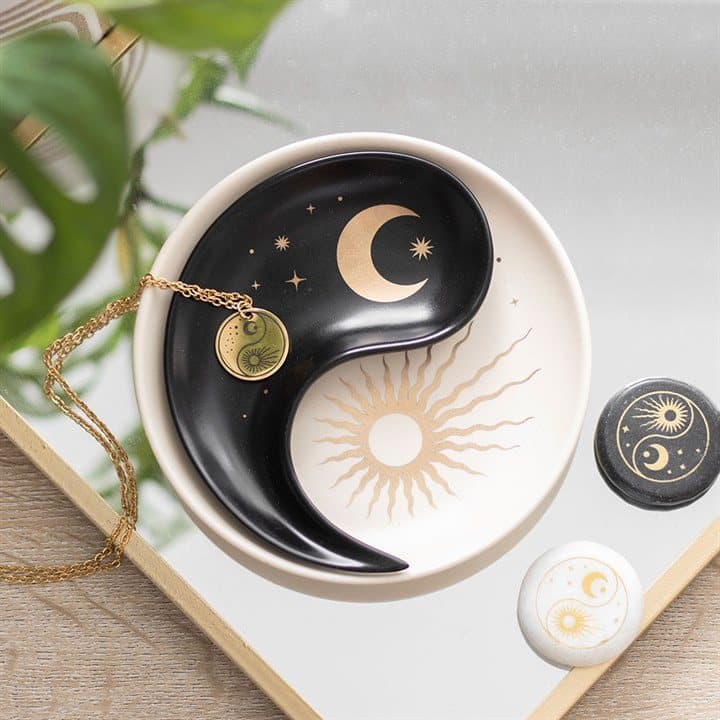 Sun and moon yin yang stacking trinket dish