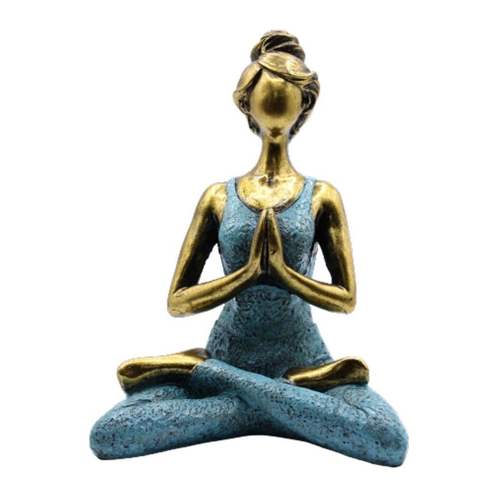 Yoga lady figure in bronze and turquoise