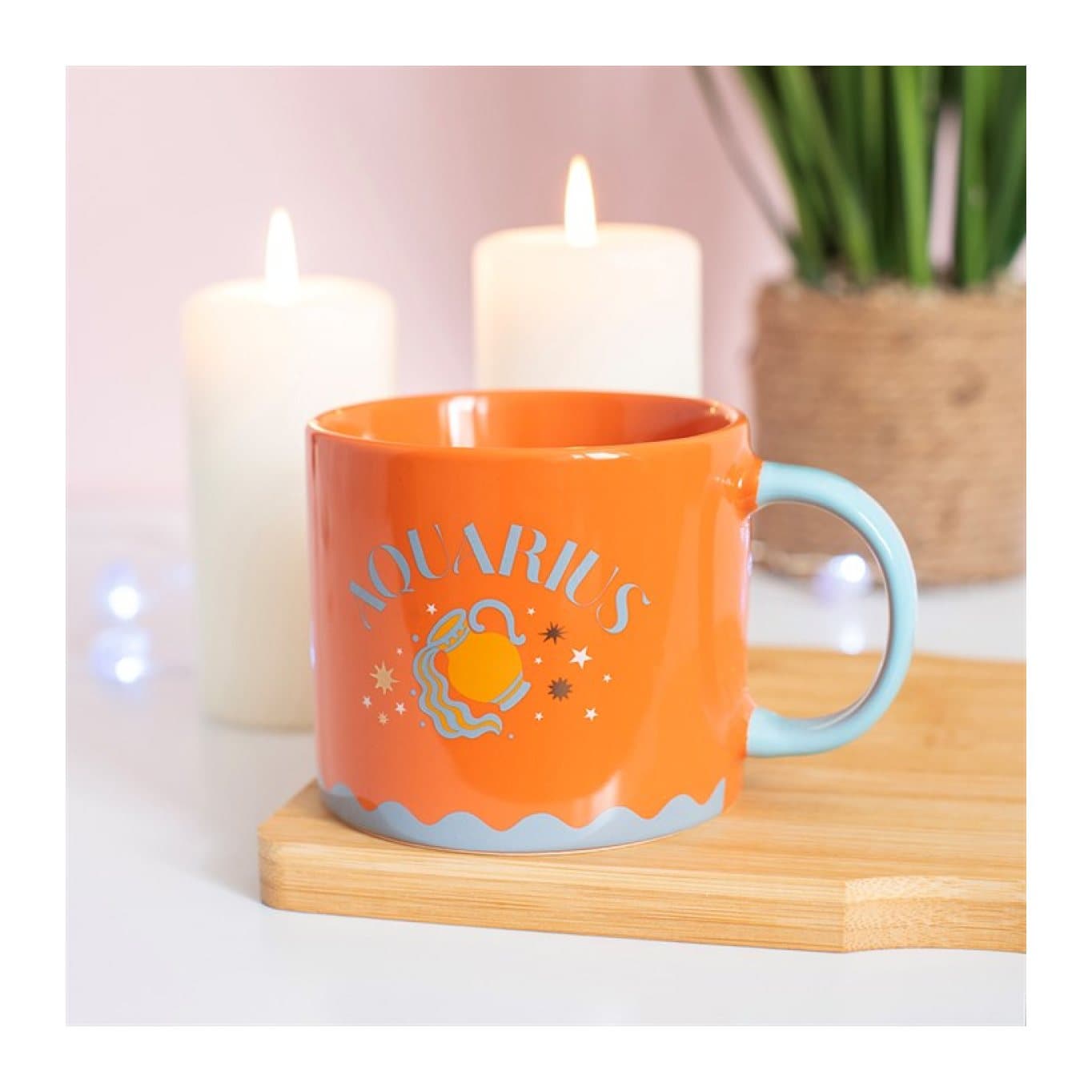 Colourful Aquarius zodiac ceramic mug