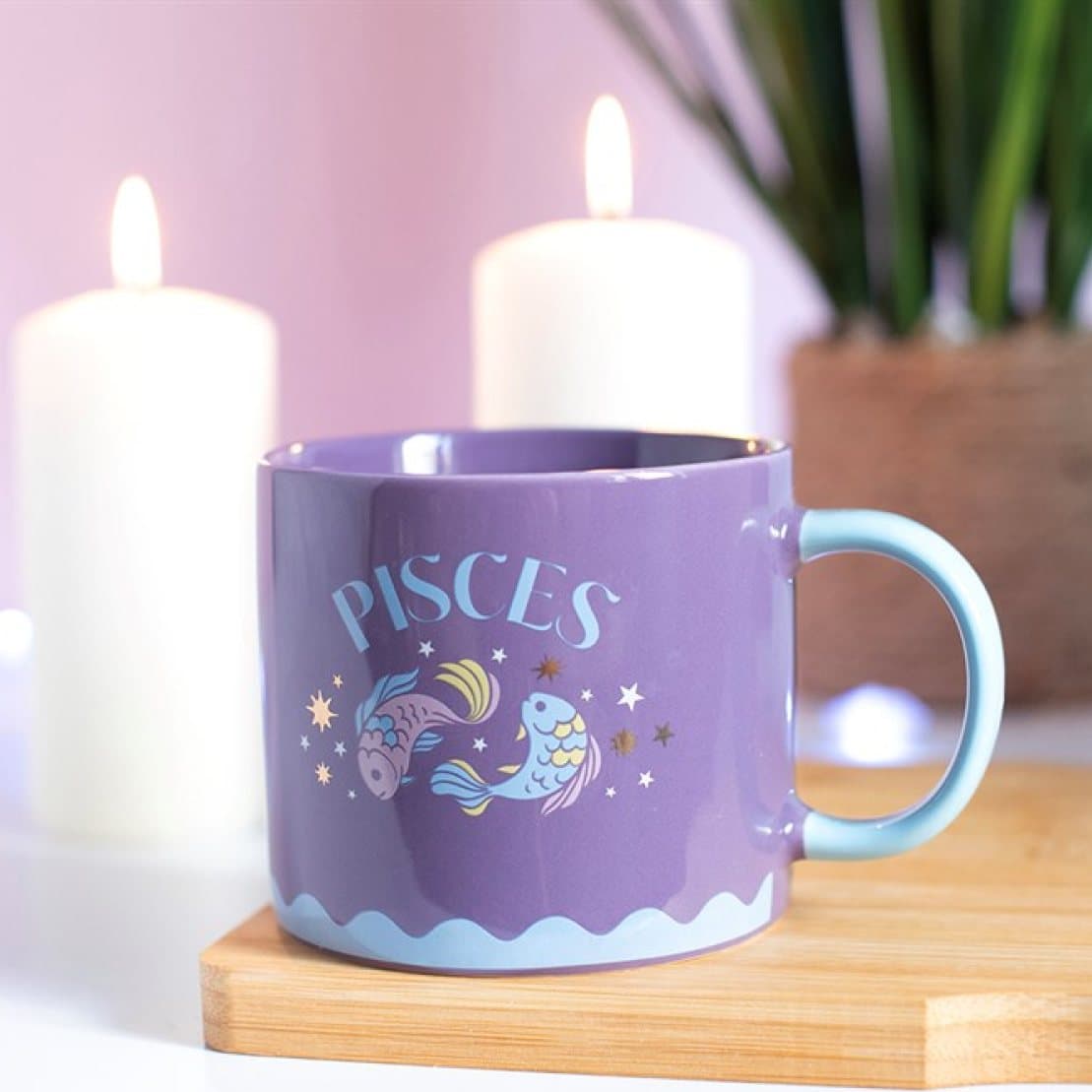 Colourful Pisces zodiac ceramic mug