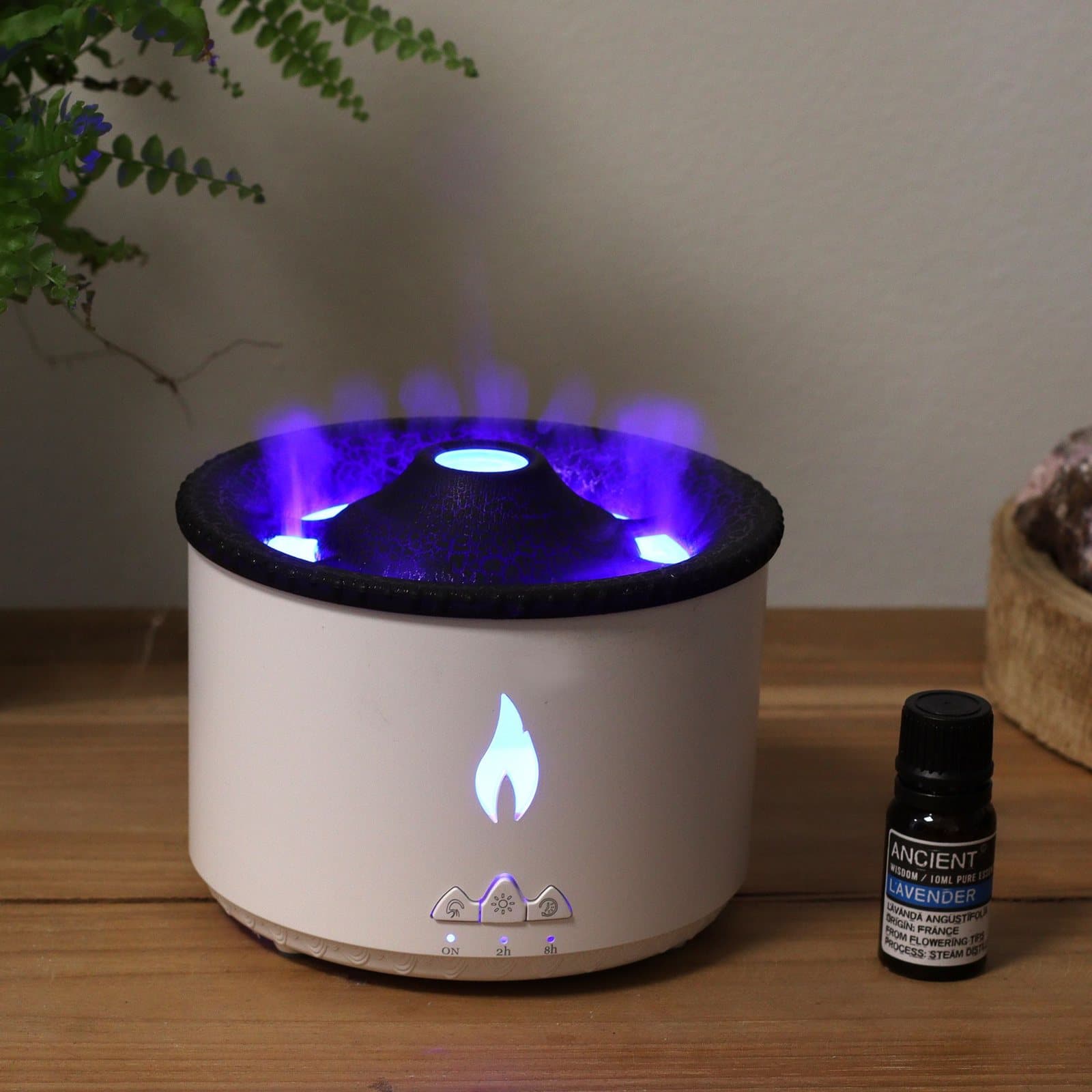 Volcano effect aroma diffuser with colour-changing mood light