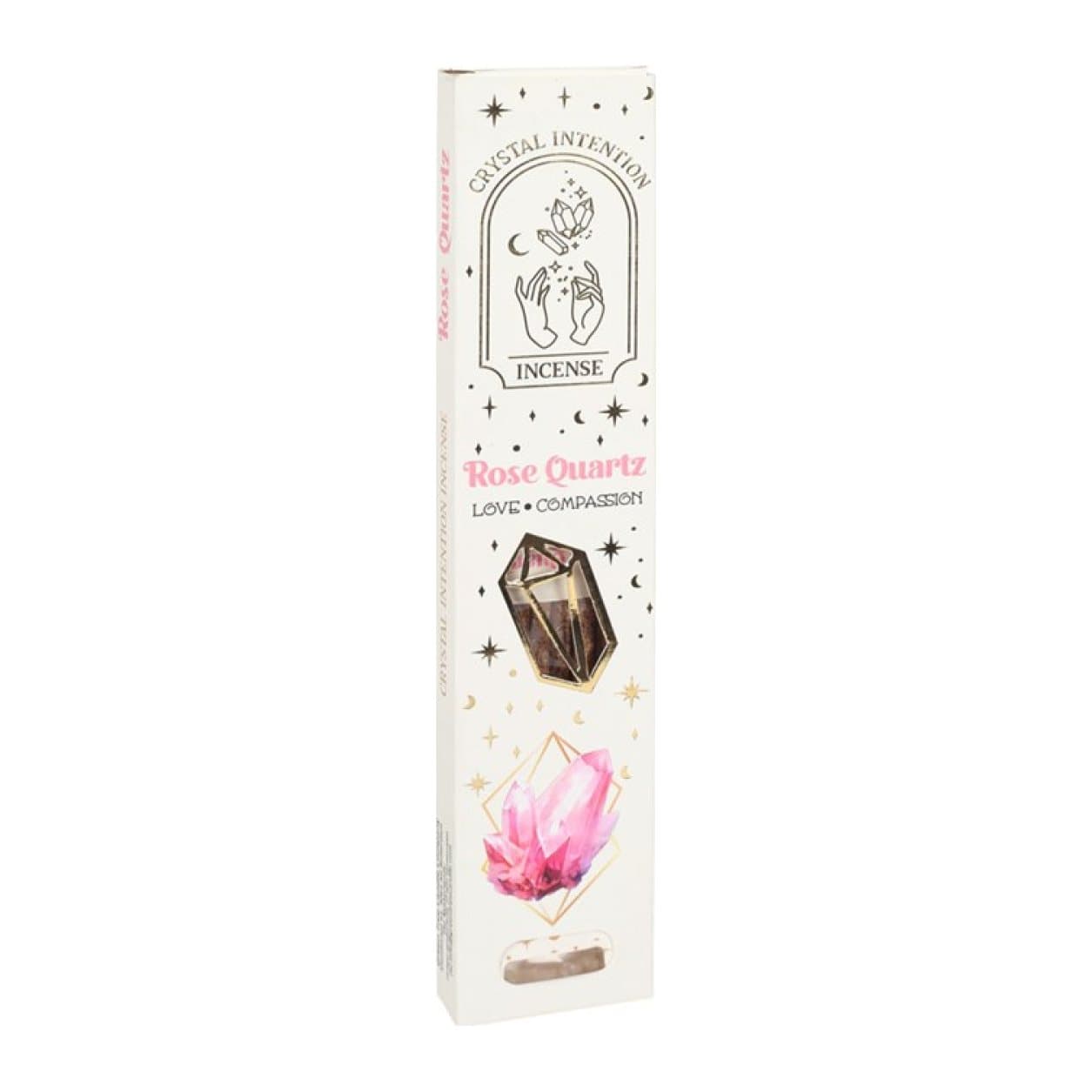 Display set of 12 Native Soul crystal incense packs with rose quartz chips