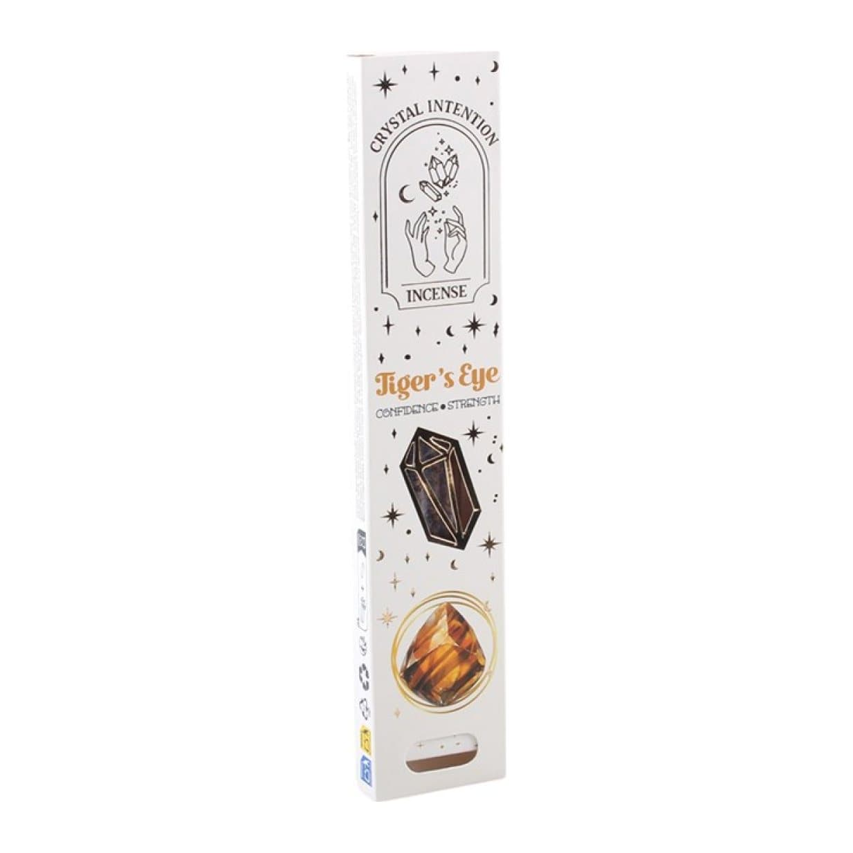 Display set of 12 Native Soul crystal incense packs with tiger's eye chips