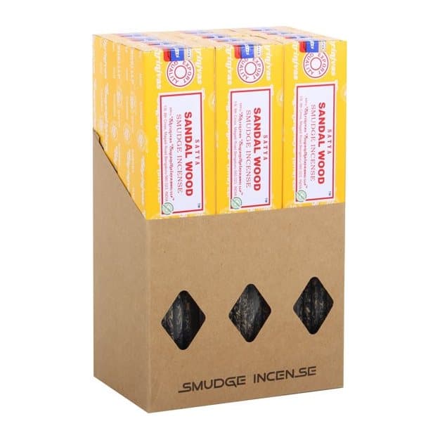 Picture box of Satya Sandalwood Smudge Incense packs