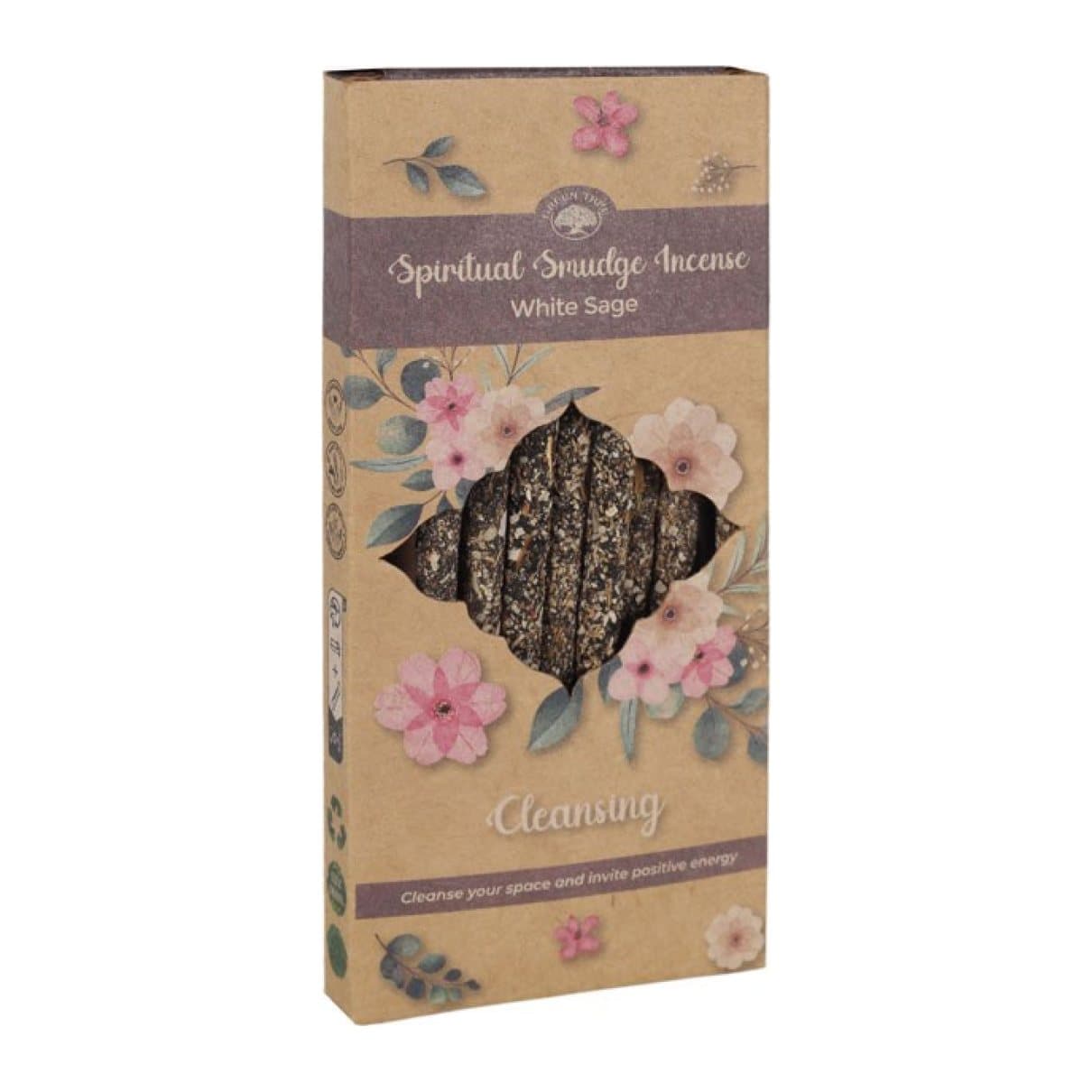 Display set of white sage incense sticks in 12 packs