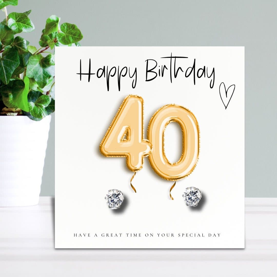 Cubic zirconia stud earrings with a message card