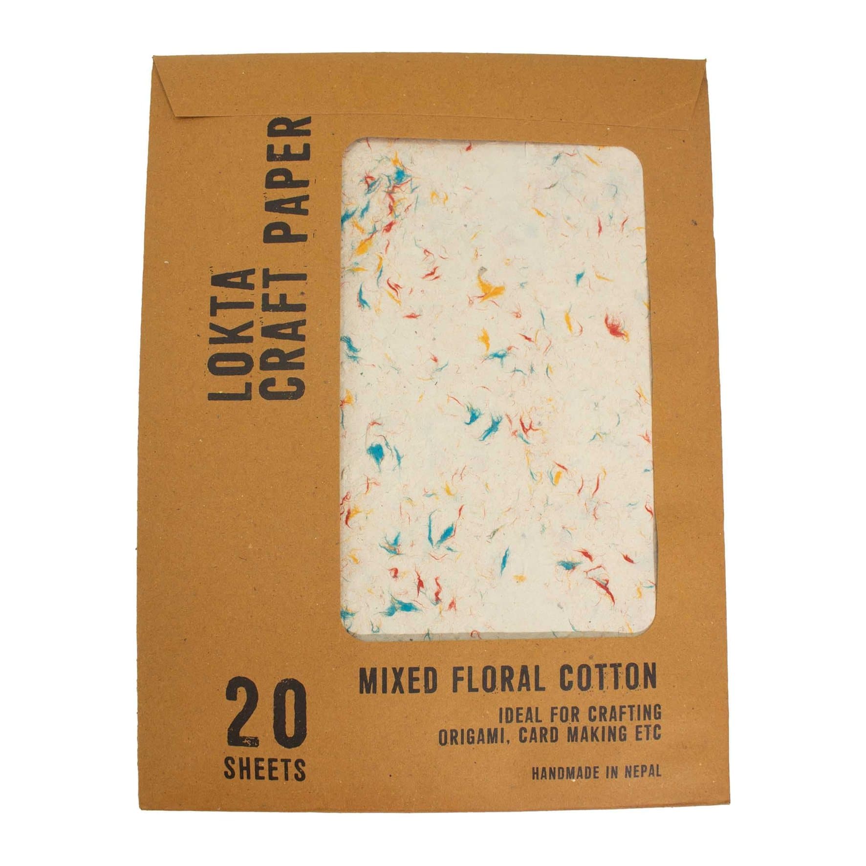 A4 lokta paper sheets with red, blue and yellow cotton fibres