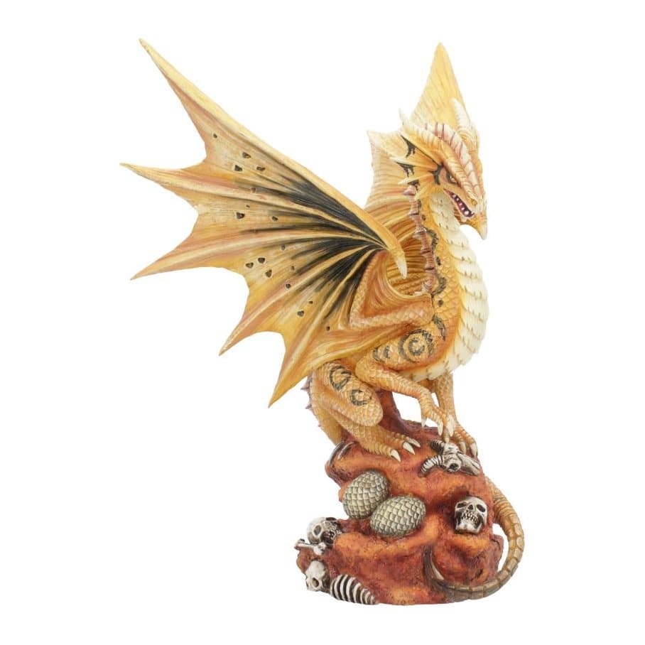 Adult Desert Dragon figurine by Anne Stokes with raised wings and an egg
