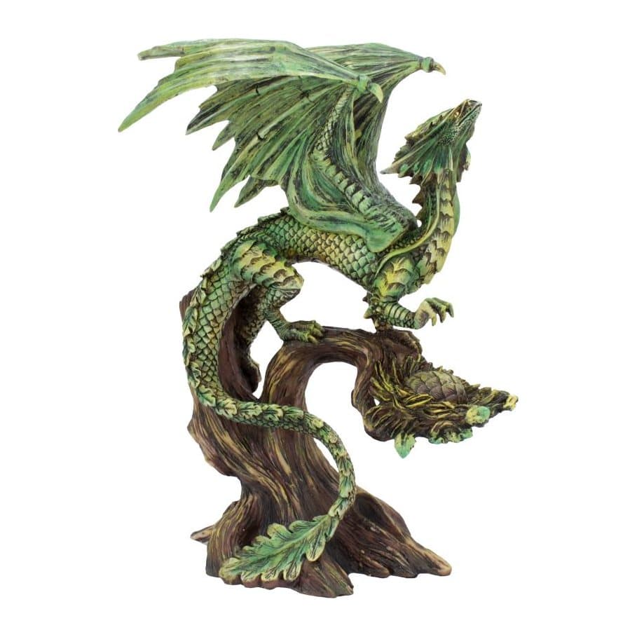 Adult Forest Dragon figurine on a tree with wings raised and a small egg in a nest