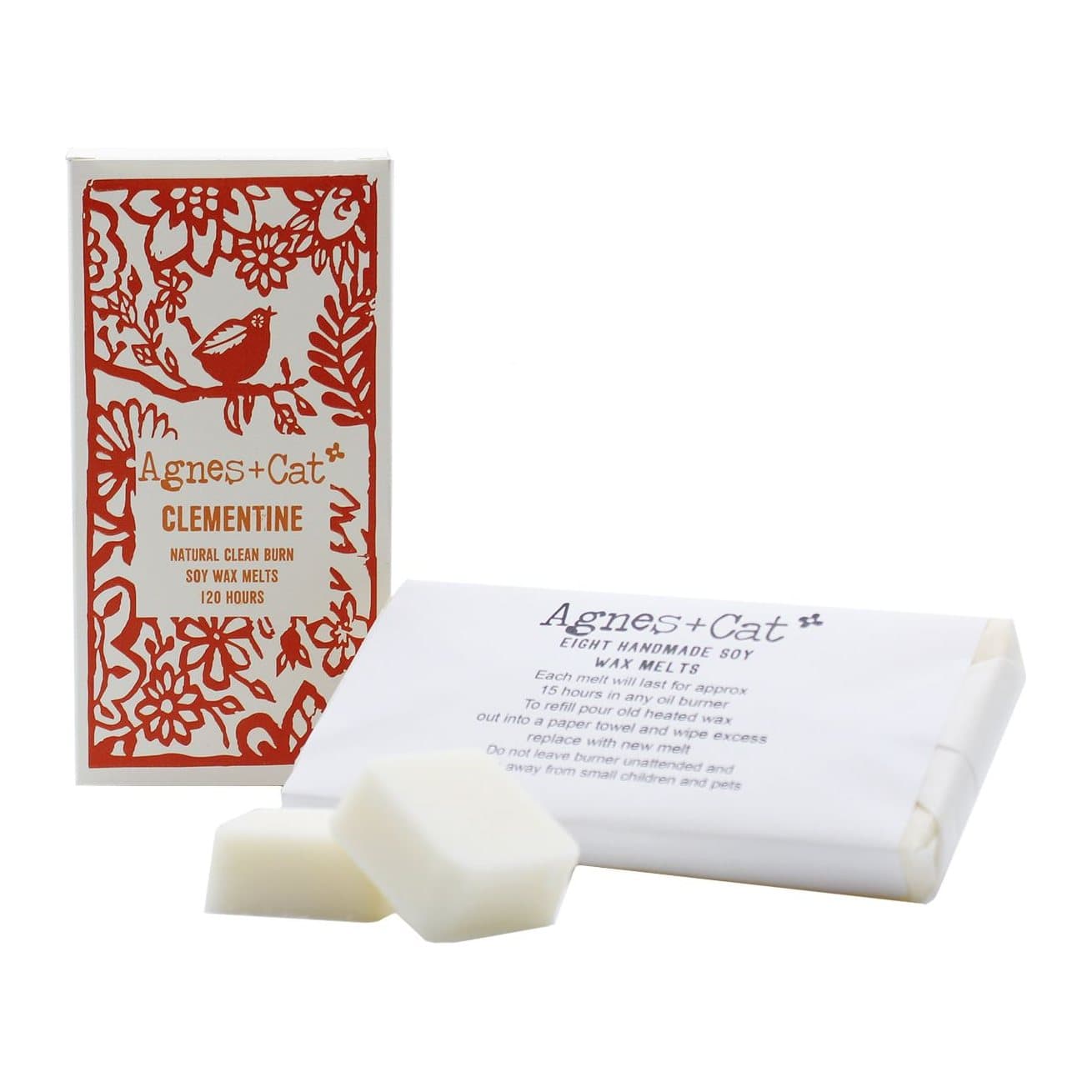 Illustrated box of eight Clementine soy wax melts