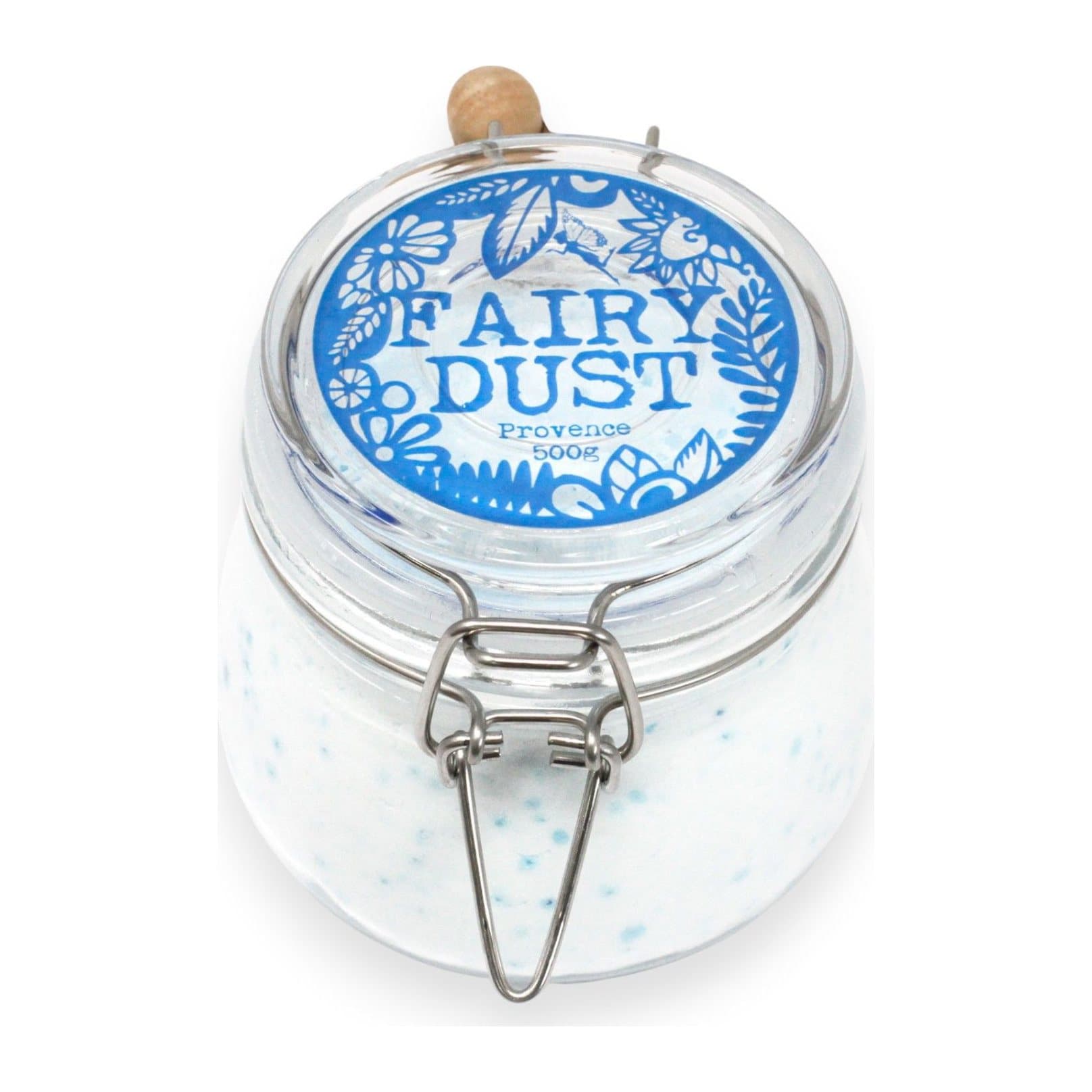 500 g Provence Fairy Dust bath powder in a Kilner jar with a wooden scoop