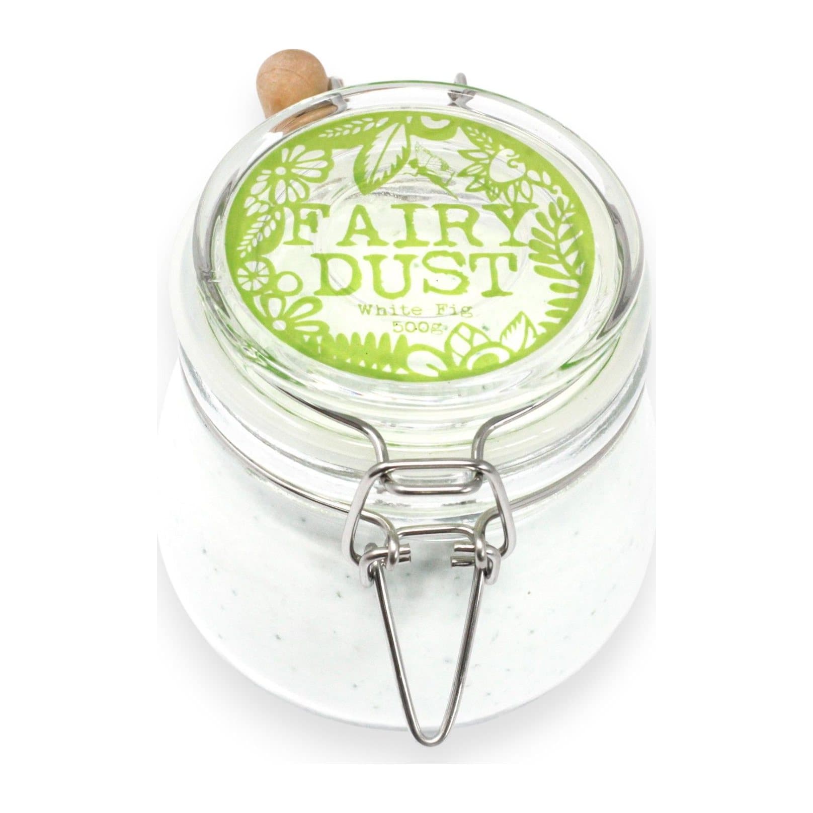 White Fig Fairy Dust bath powder in a glass Kilner jar