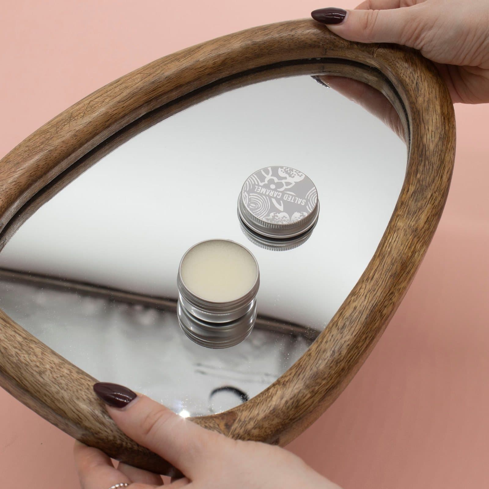 Mint chocolate lip balm in an illustrated aluminium tin