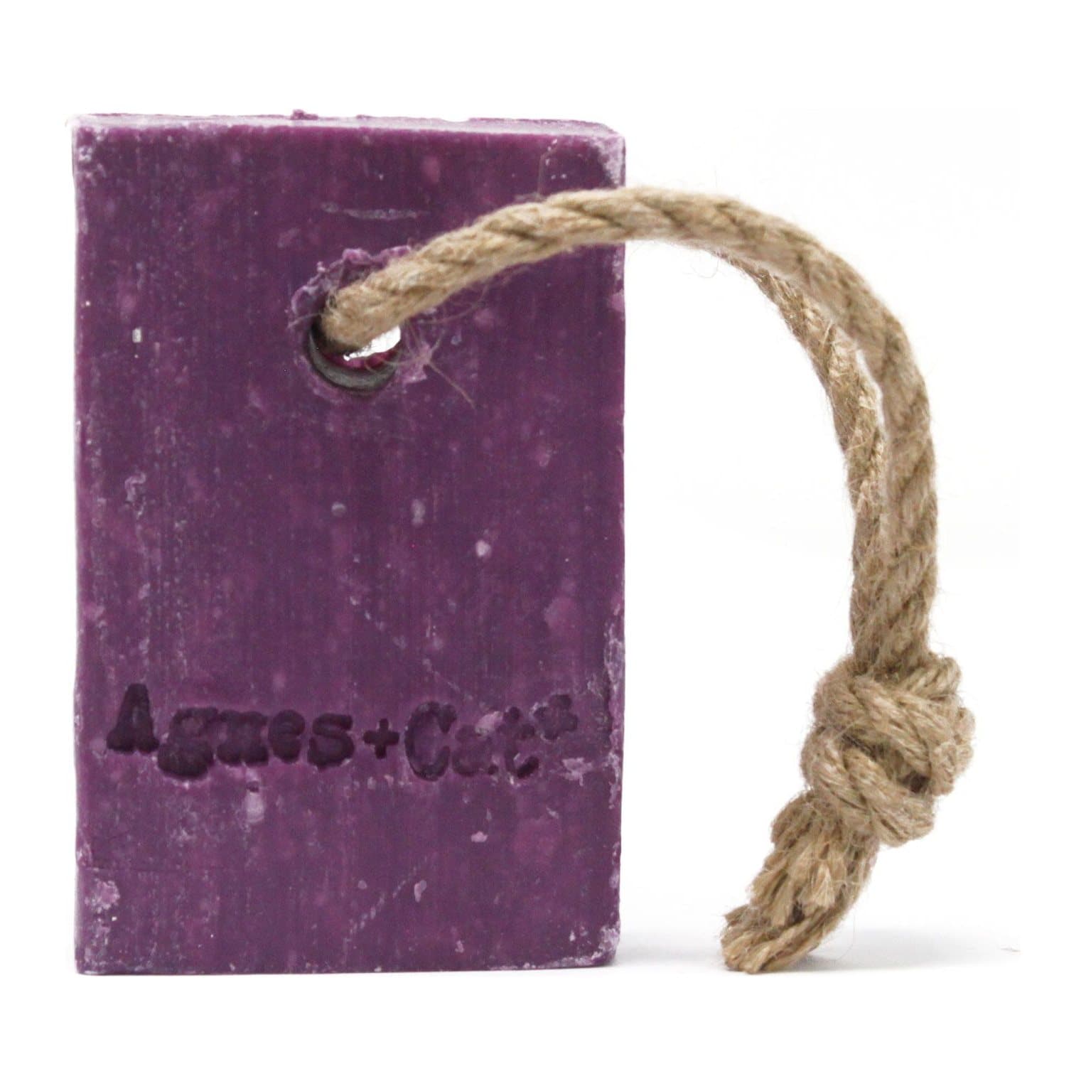 Agnes + Cat Pressed Peonies soap on a rope
