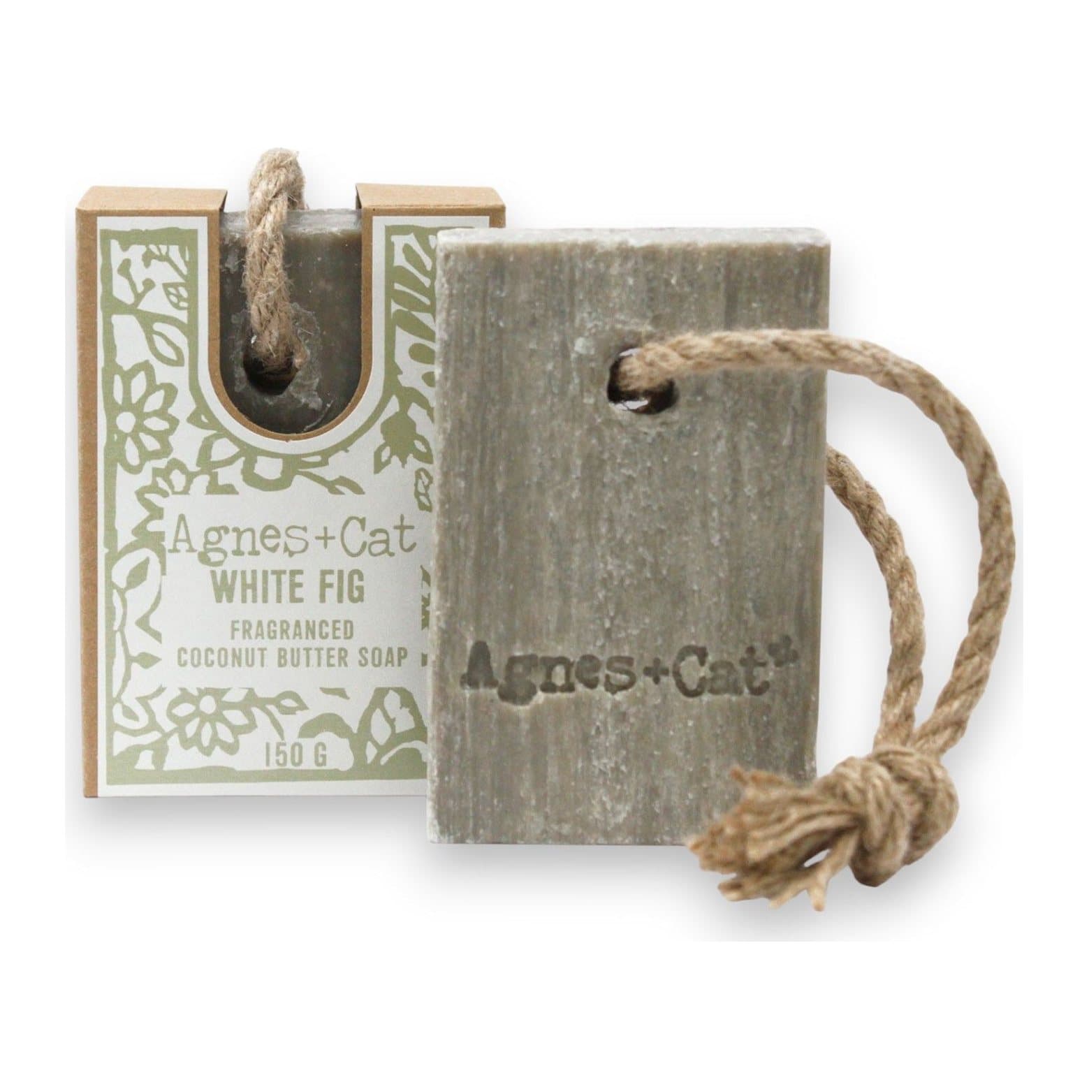 Agnes + Cat White Fig soap on a rope