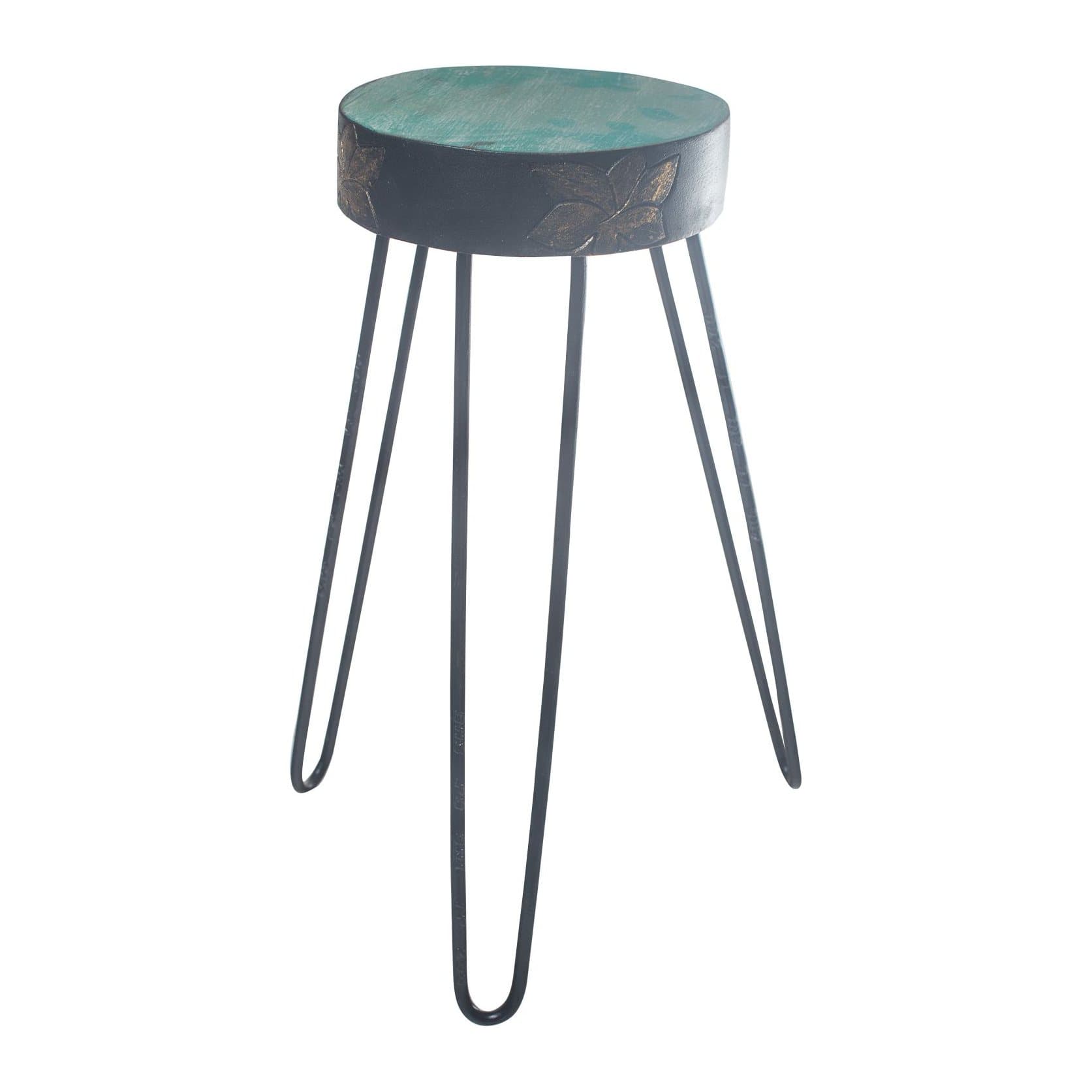 Albasia wood plant stand with gold detail