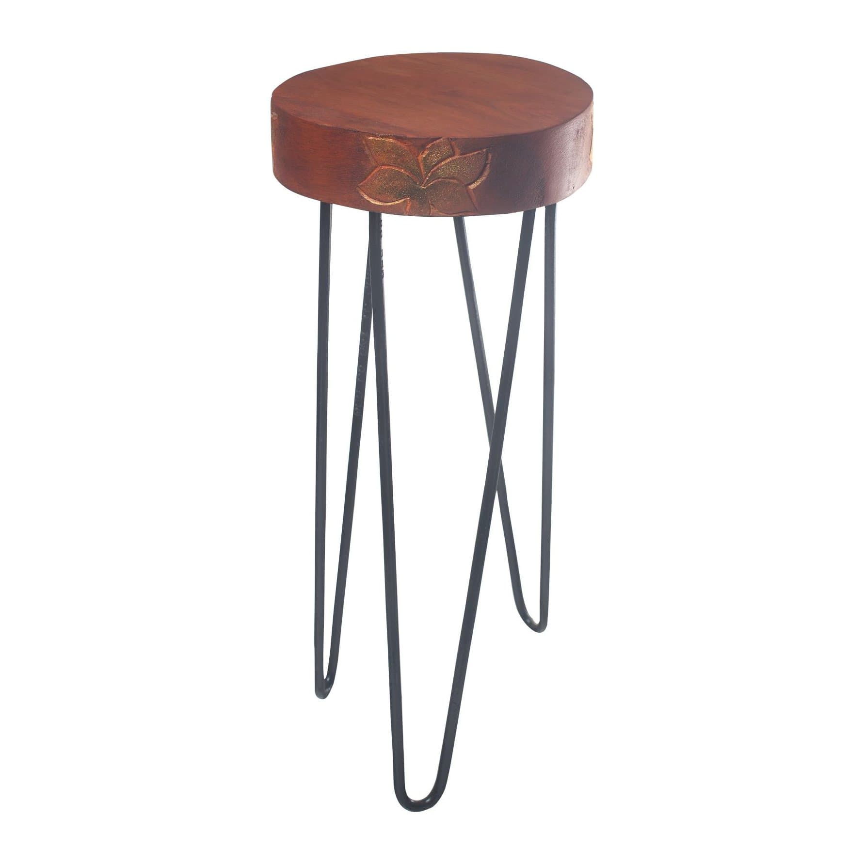 Albasia wood plant stand in terracotta with black detail