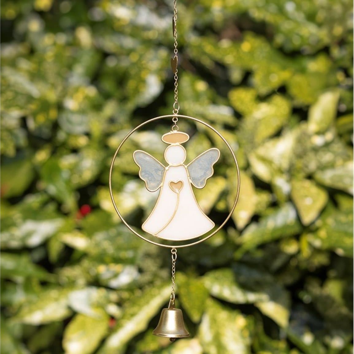 Hanging angel decoration with a bell