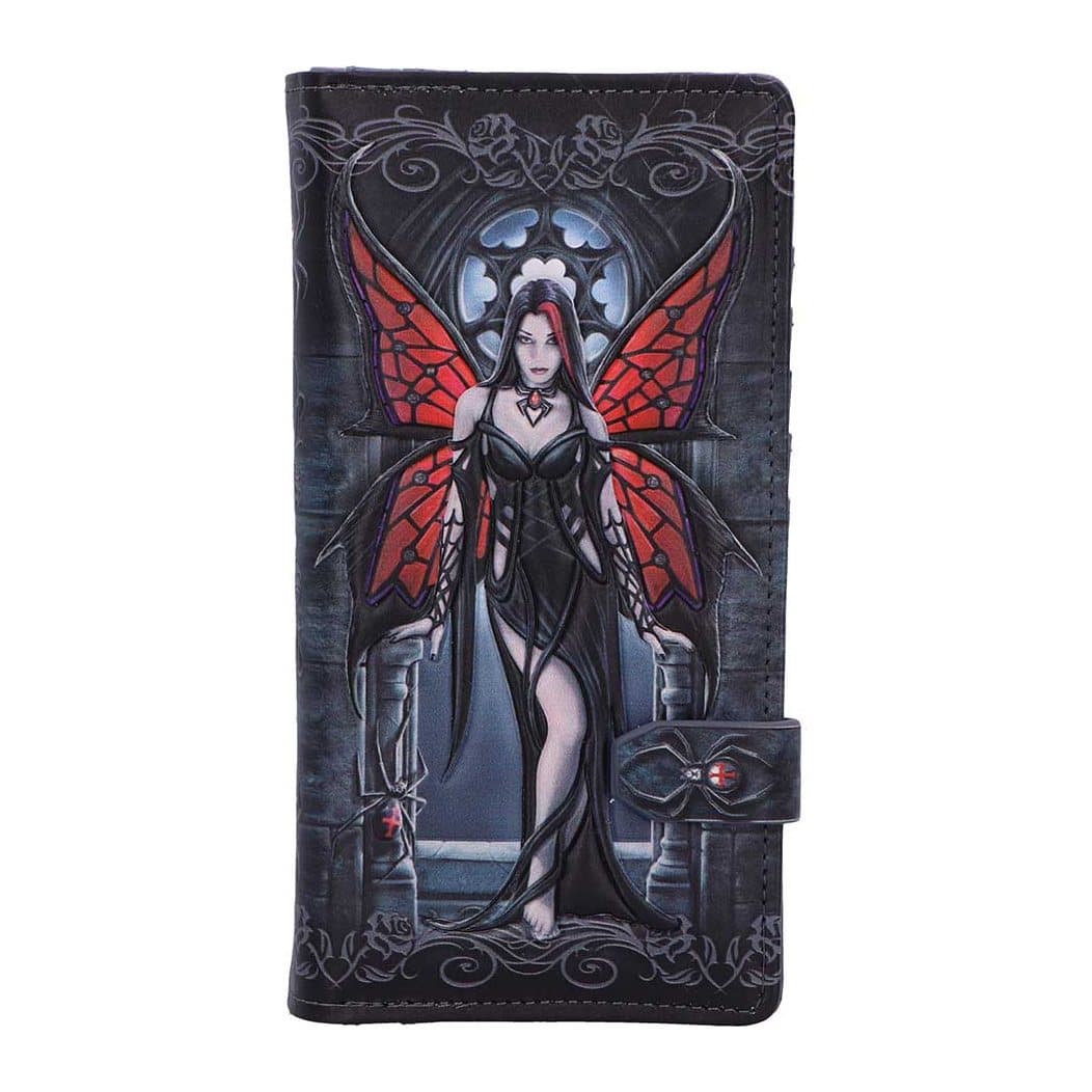 Aracnafaria embossed purse by Anne Stokes, with a black widow spider stud closure