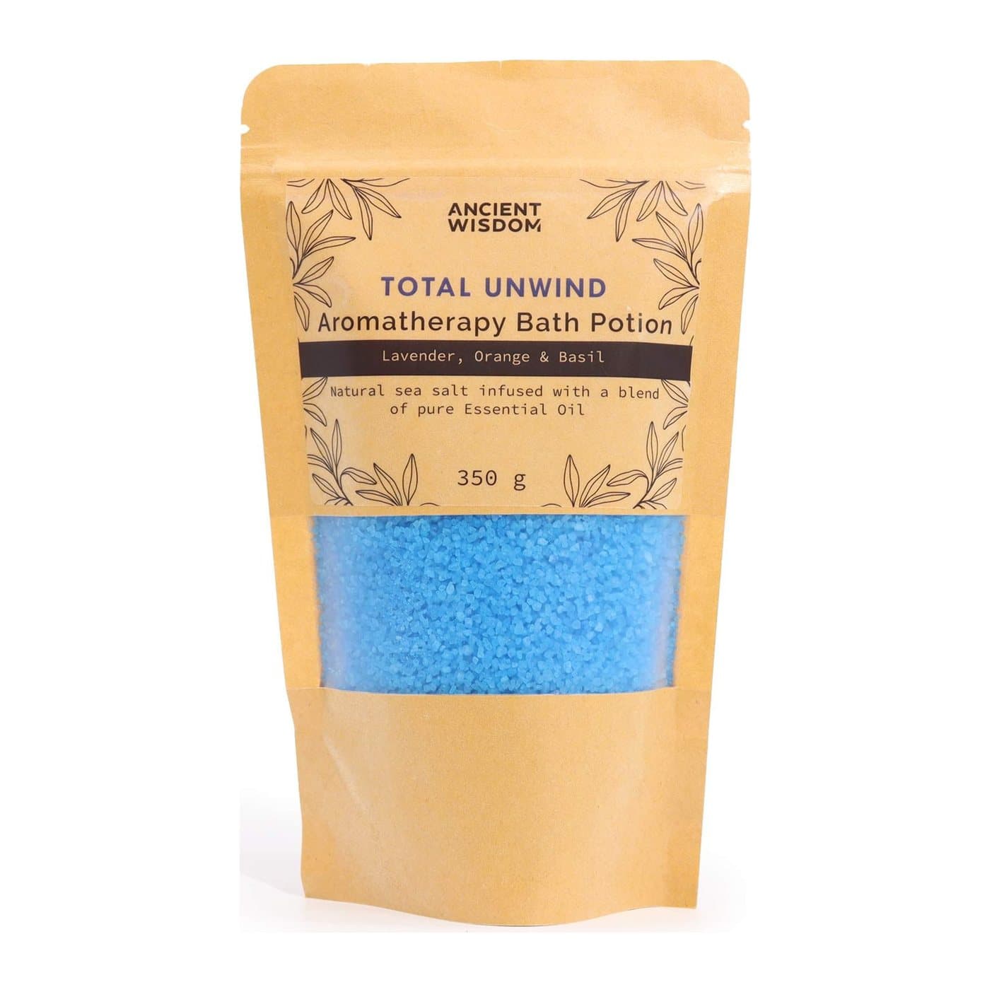 Aromatherapy bath potion in a kraft bag