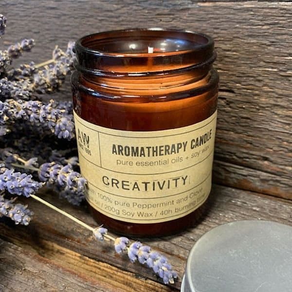 Amber glass jar aromatherapy candle