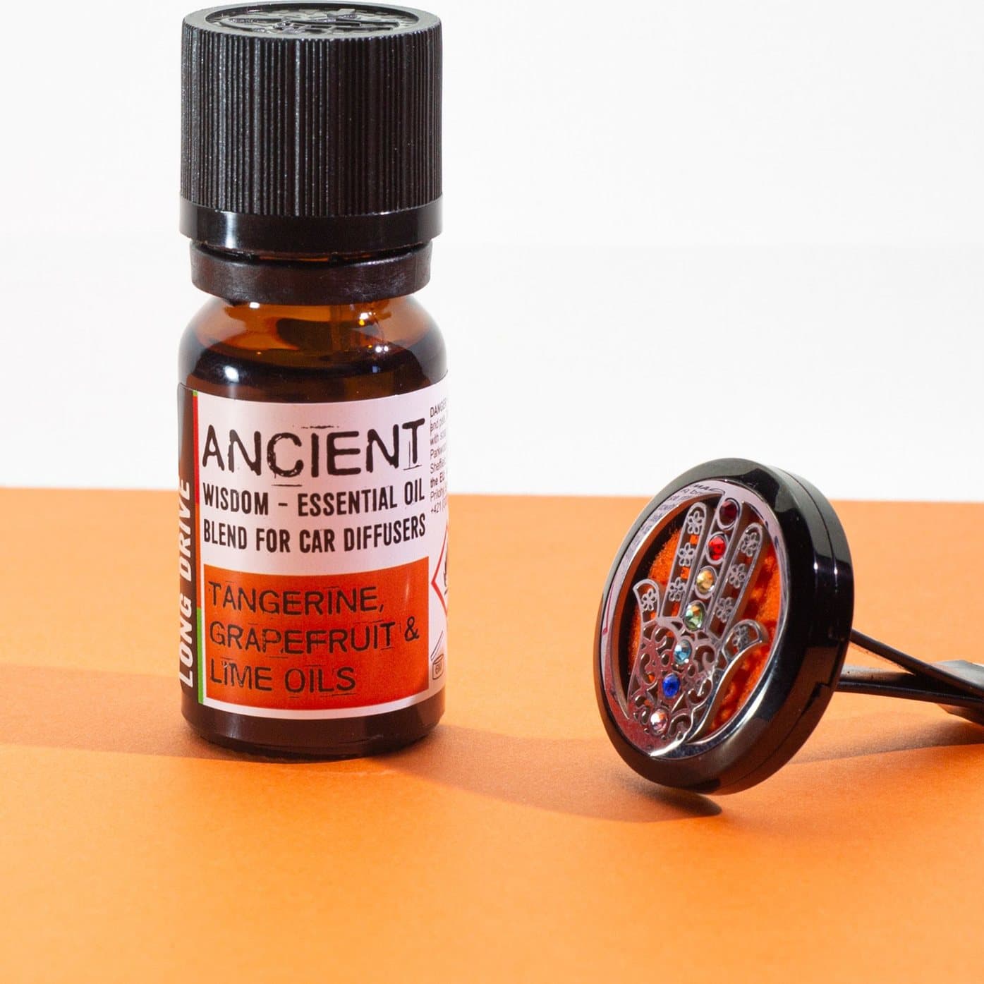 Pack of 2 10 ml amber bottles of Long Drive aromatherapy car blend