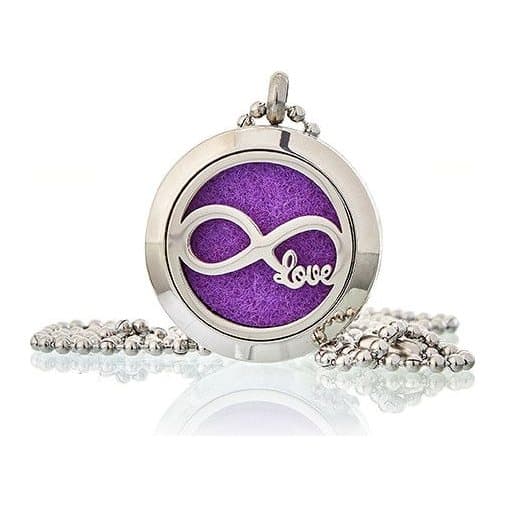 Stainless steel aromatherapy diffuser locket necklace, Infinity Love design
