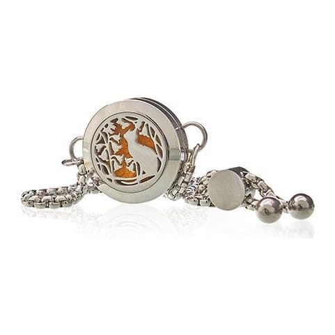 Chain bracelet with a cat and flowers locket design