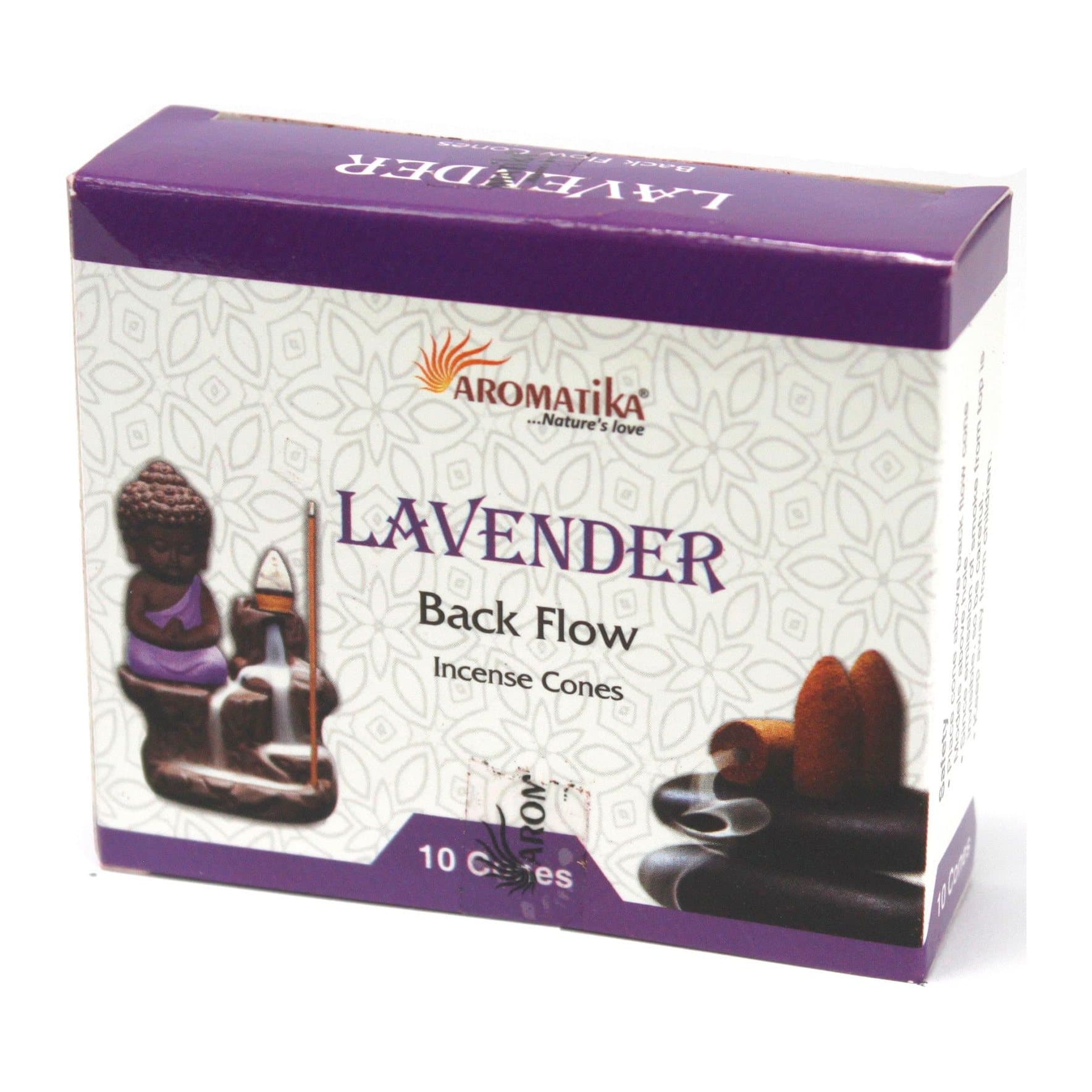 Lavender backflow incense cones in a pack of 2 boxes