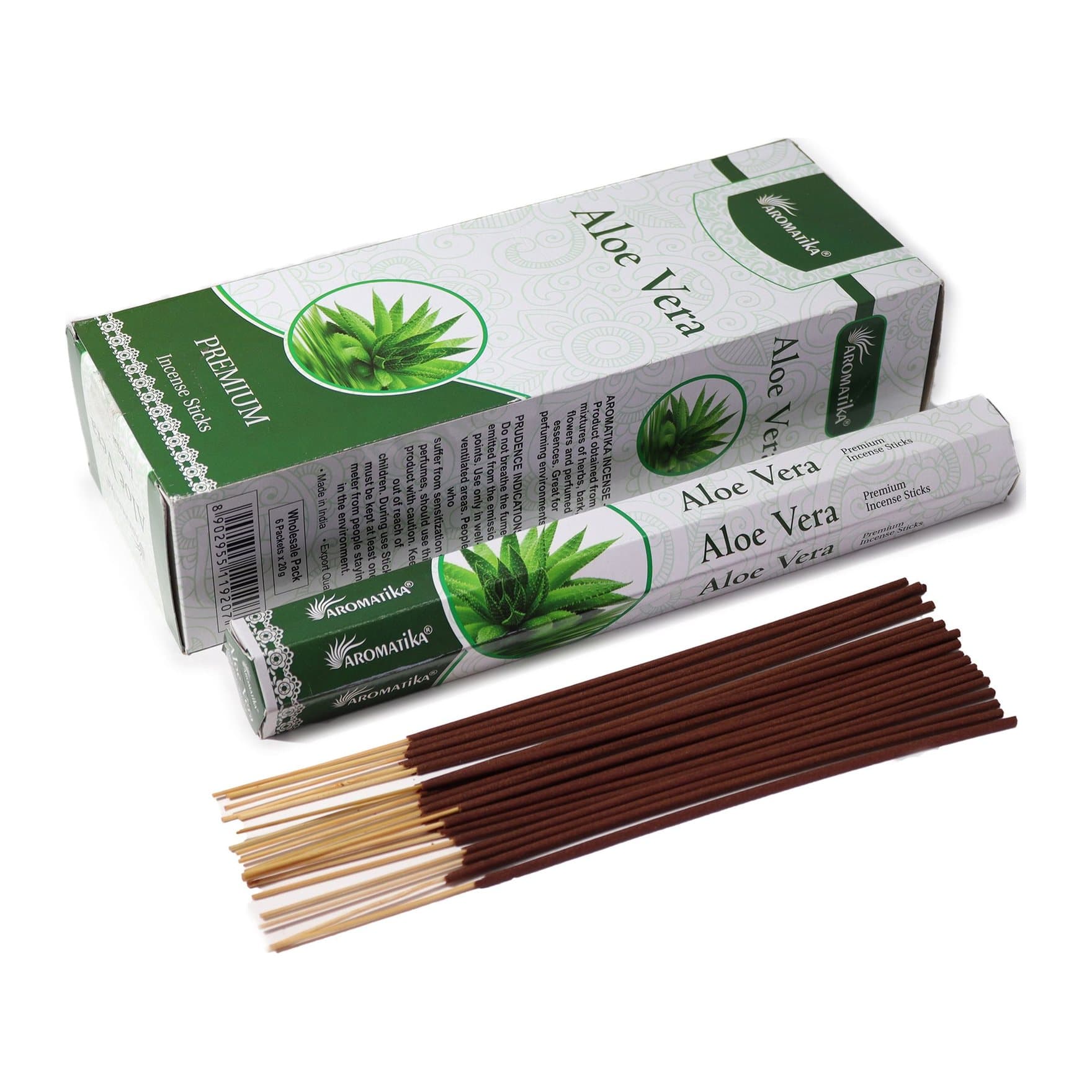 Pack of 2 aloe vera charcoal-free hex incense sticks