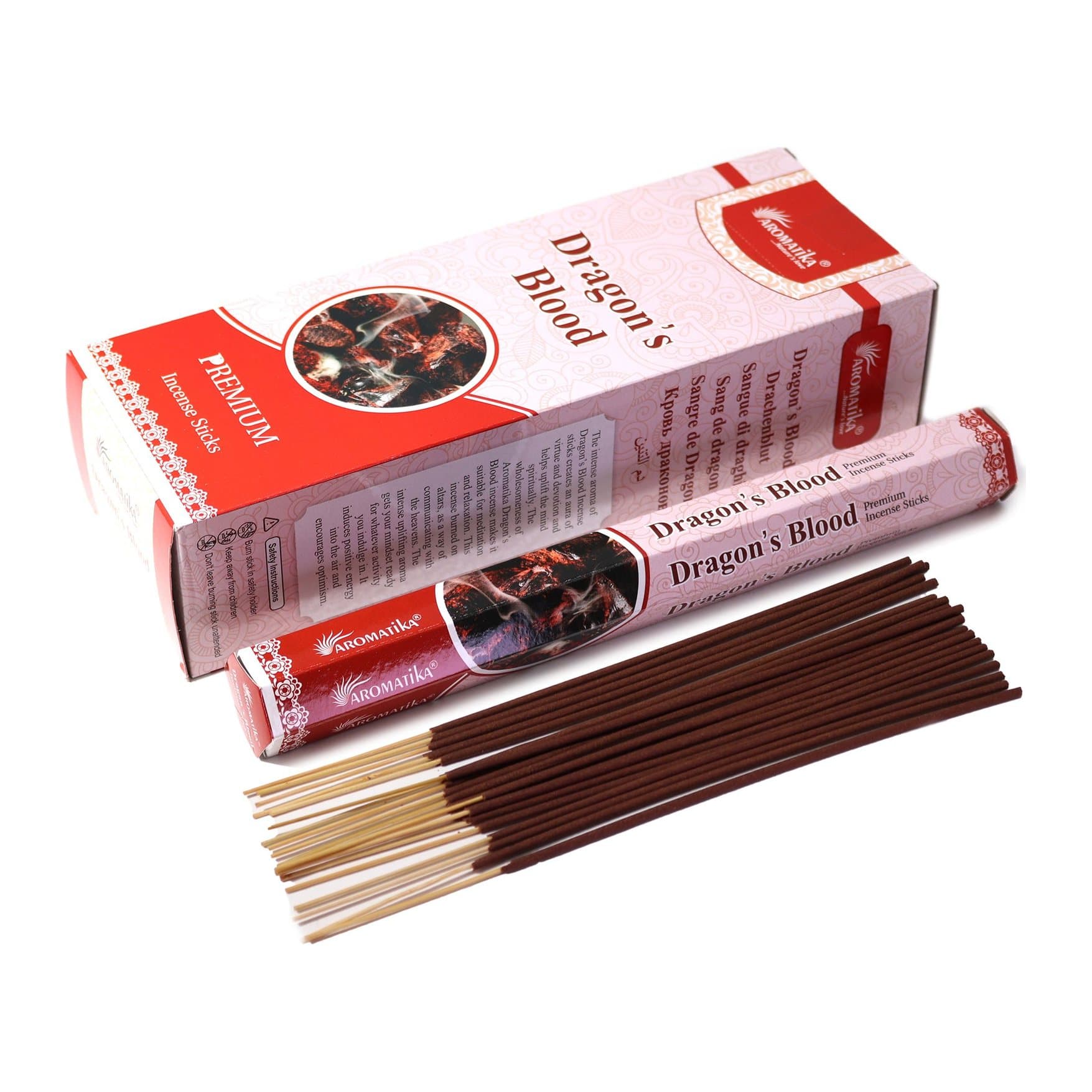 Dragon's Blood charcoal-free hex incense sticks in a pack of 2