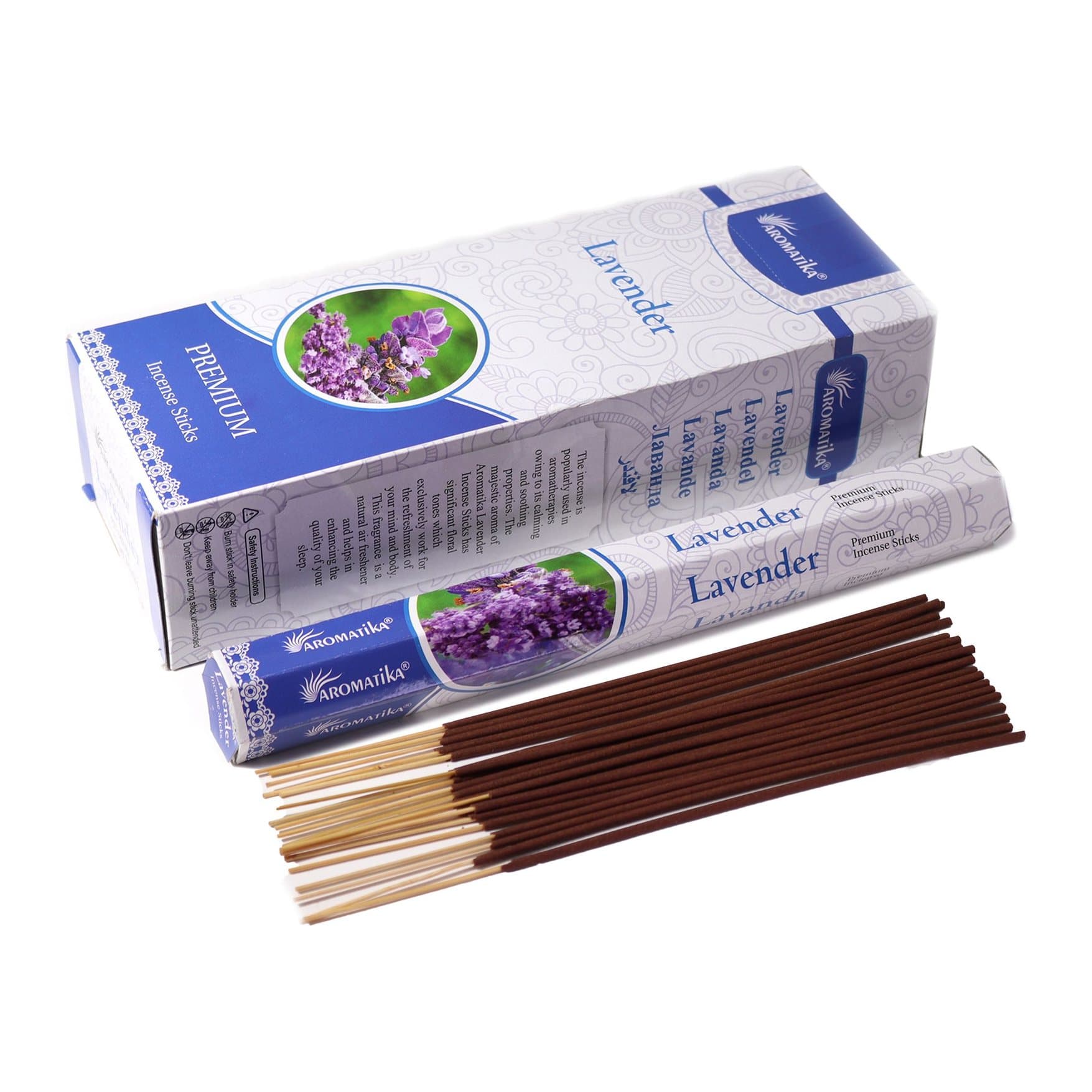 Aromatika charcoal free hex incense sticks in lavender, pack of 2