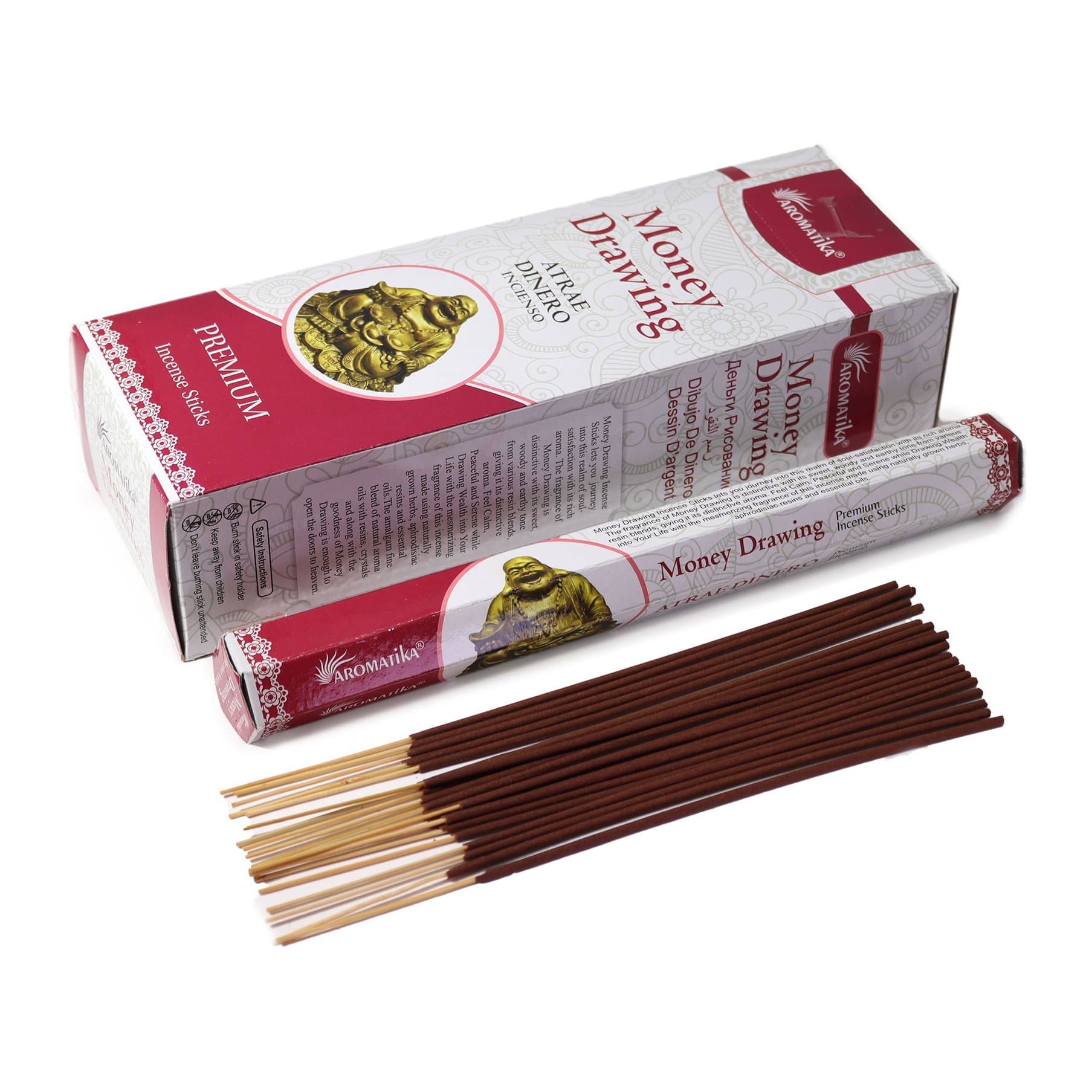 Money Drawing charcoal free incense sticks, pack of 2