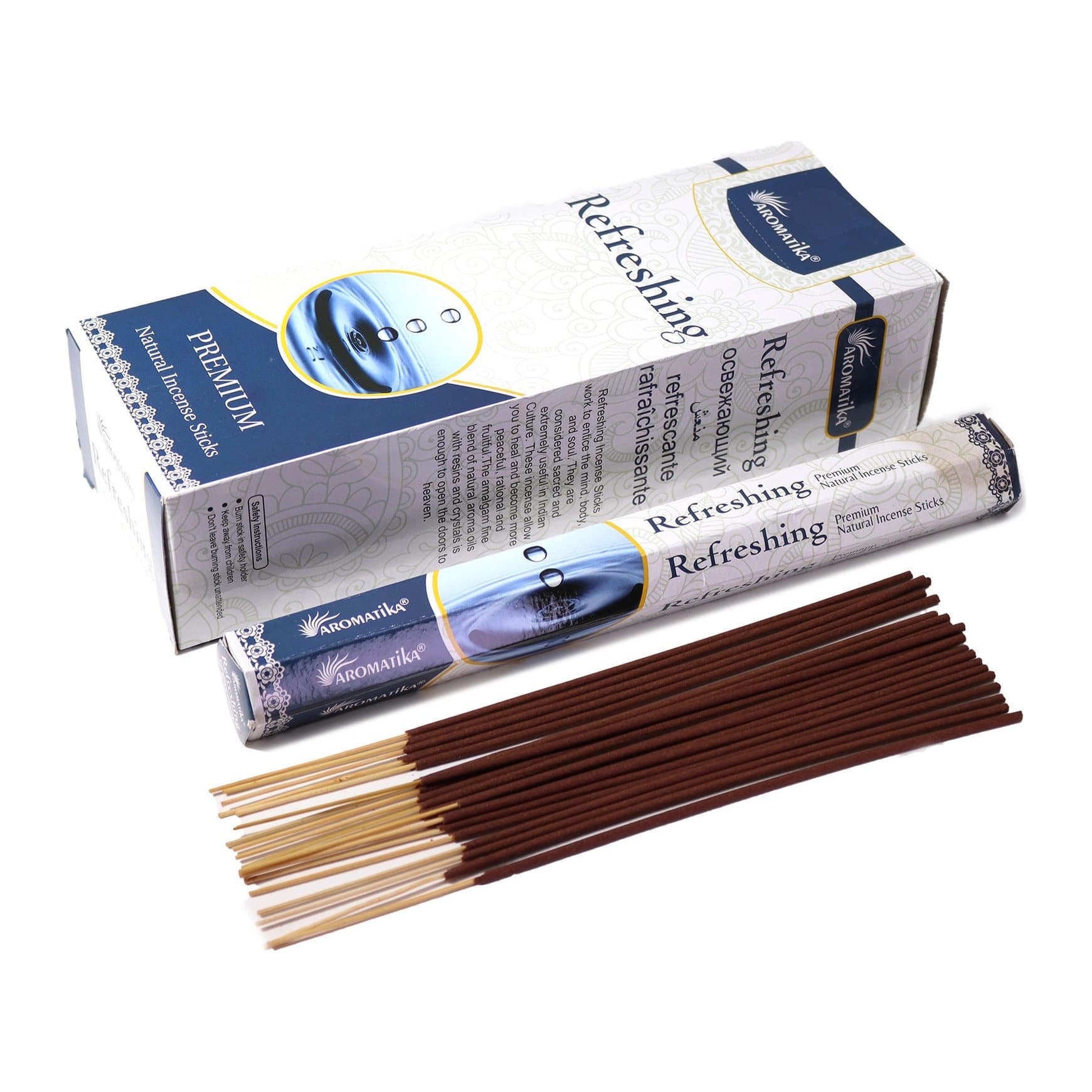 Charcoal-free hex incense sticks in the Refreshing scent, pack of 2