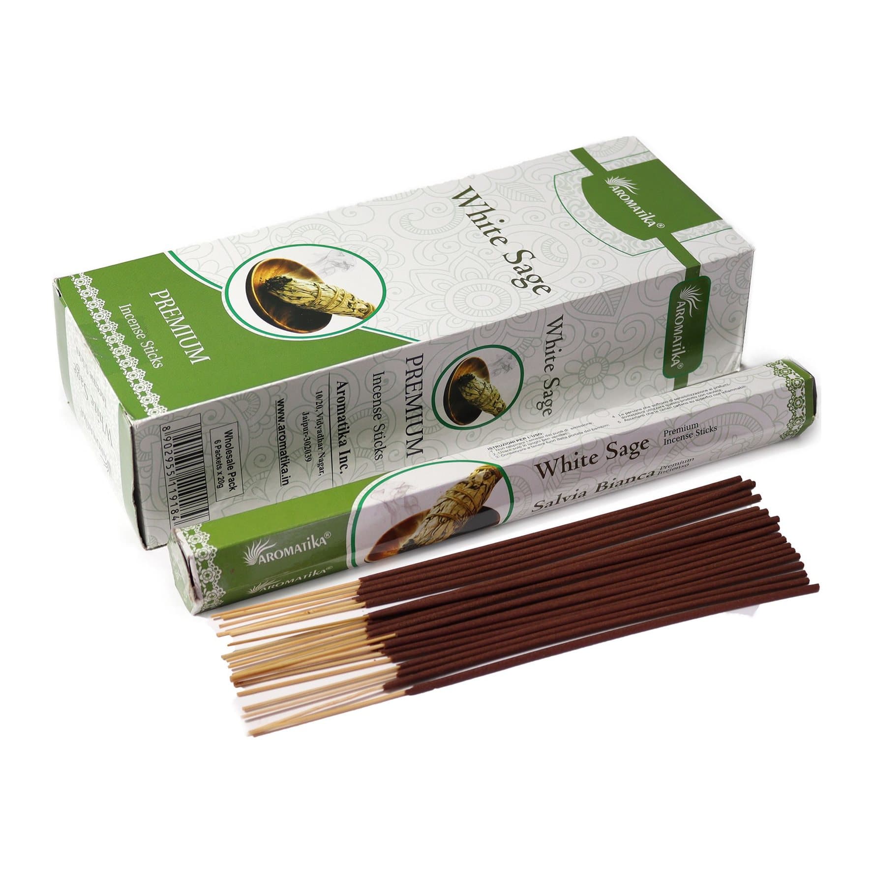 Charcoal free white sage incense sticks, pack of 2