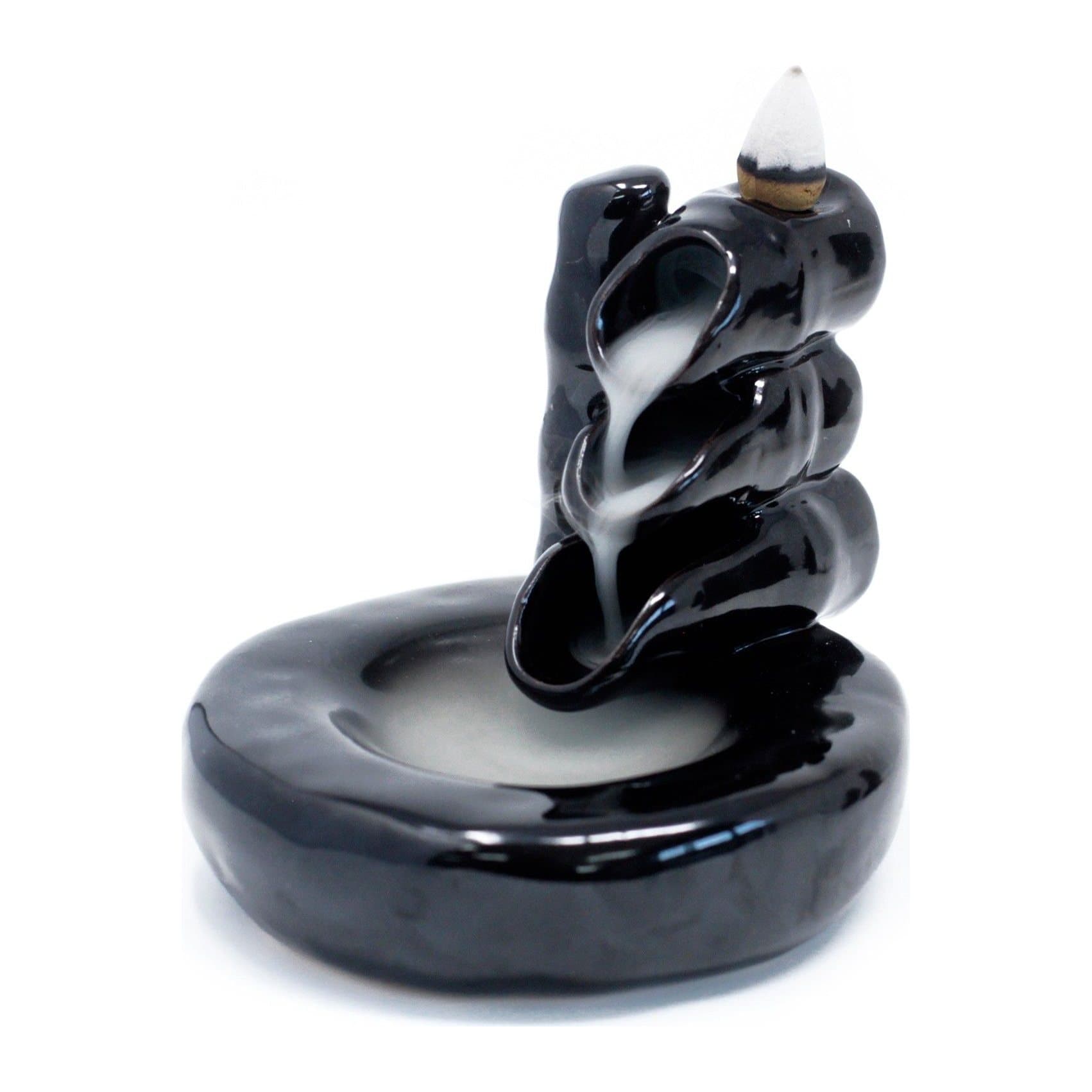 Ceramic backflow incense burner in a Bamboo & Pool design